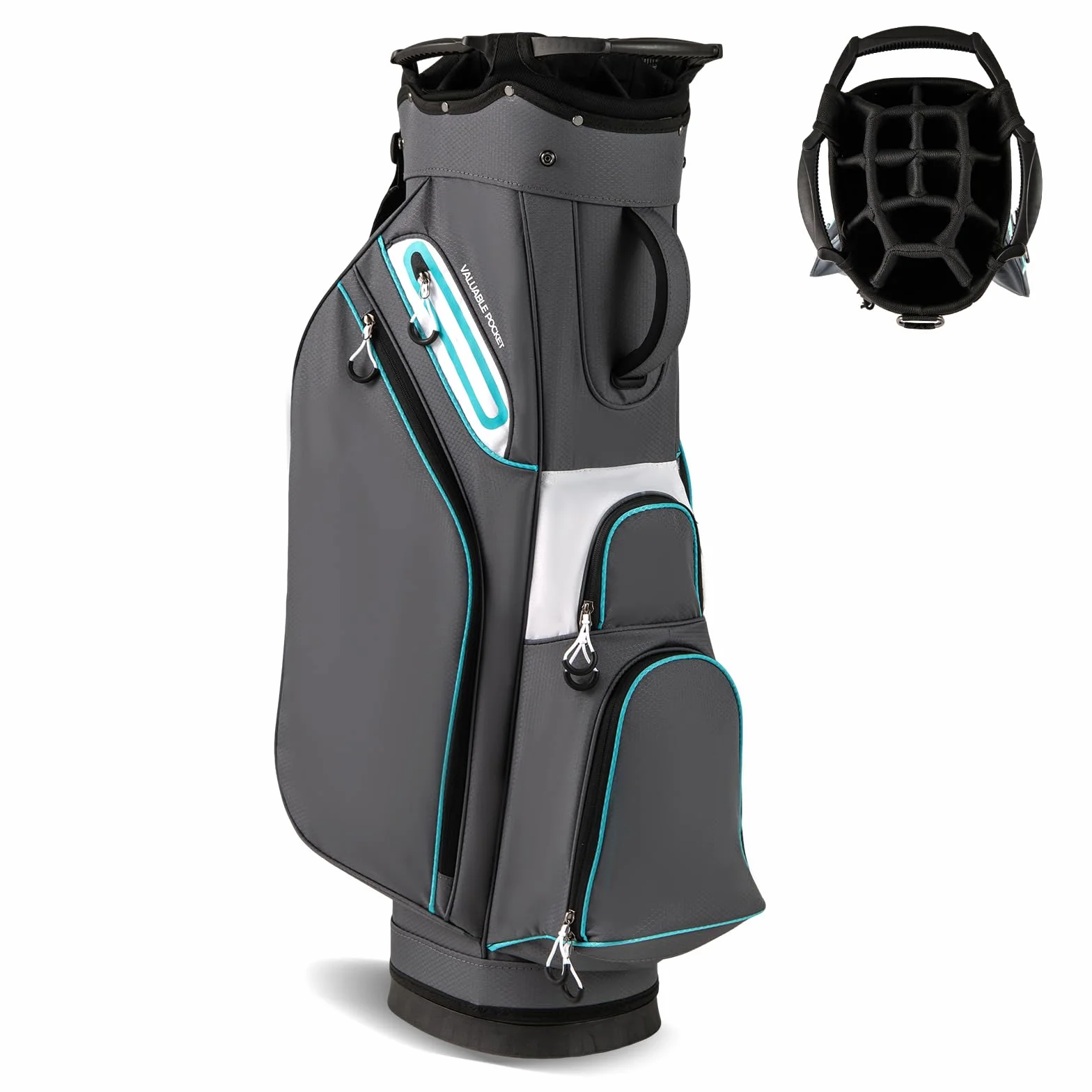 COSTWAY Borsa da Golf 14 Scomparti, Organizzatore Portatile con Tasca Frigo, Tracolla Regolabile, Cappuccio Antipioggia