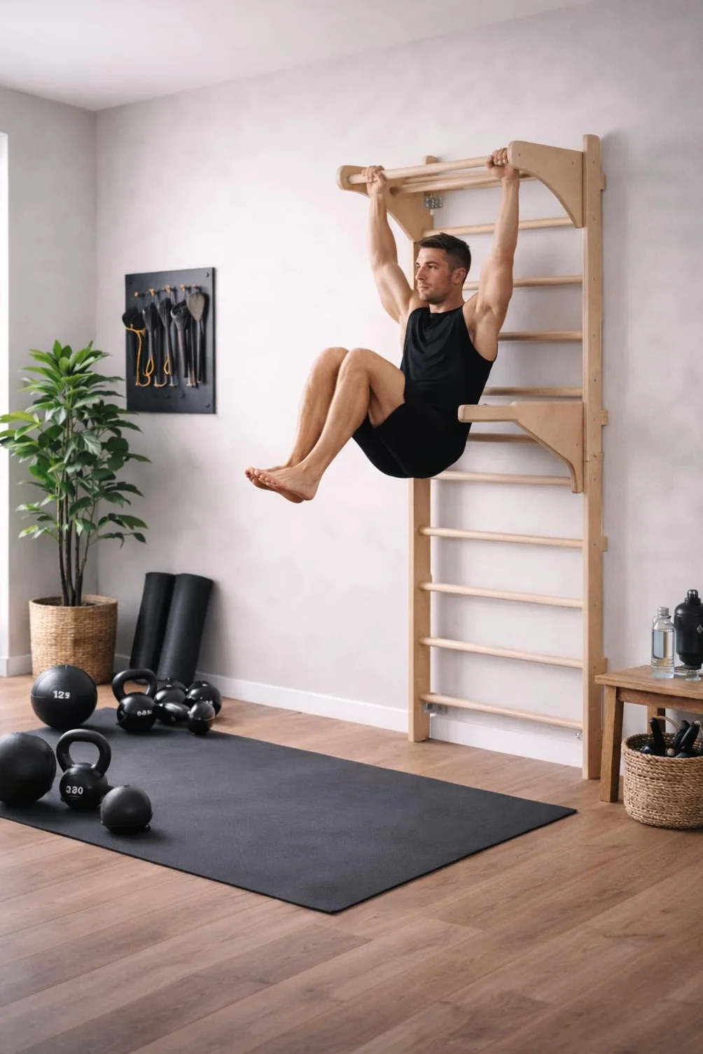 MAMOI Scala da ginnastica per allenamento con manico e barrette per dip