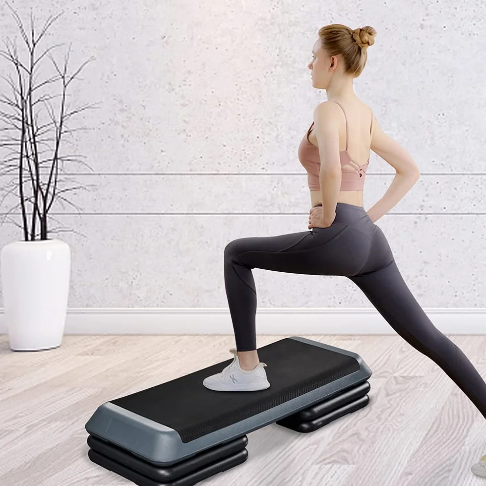 Yaheetech Step da Aerobica Piattaforma Step con 3 Altezze Regolabili 109,5 x 42 cm Grigio