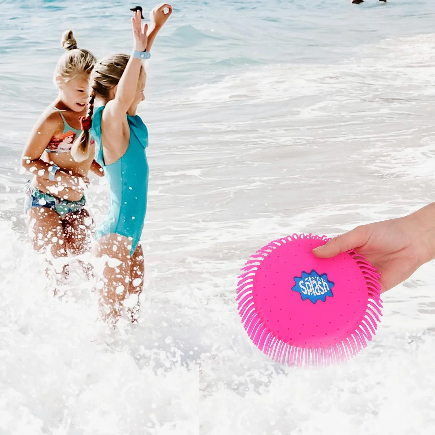 COM-FOUR frisbee ad acqua 2 pezzi disco da lancio schiuma silicone 17 cm gioco acquatico extra morbido