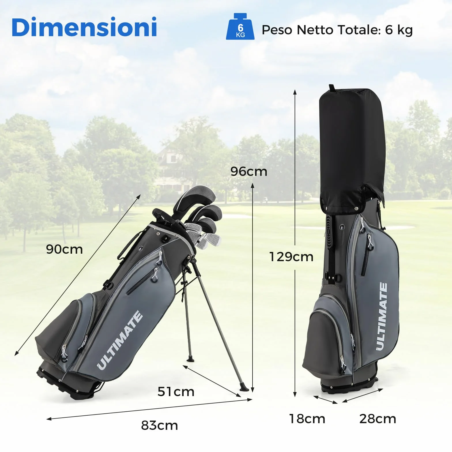COSTWAY Set Completo Mazze da Golf Uomo Destri 460cc Driver Legno Fairway 3 Ibrido 4 Ferri 6-9 P Putter Borsa