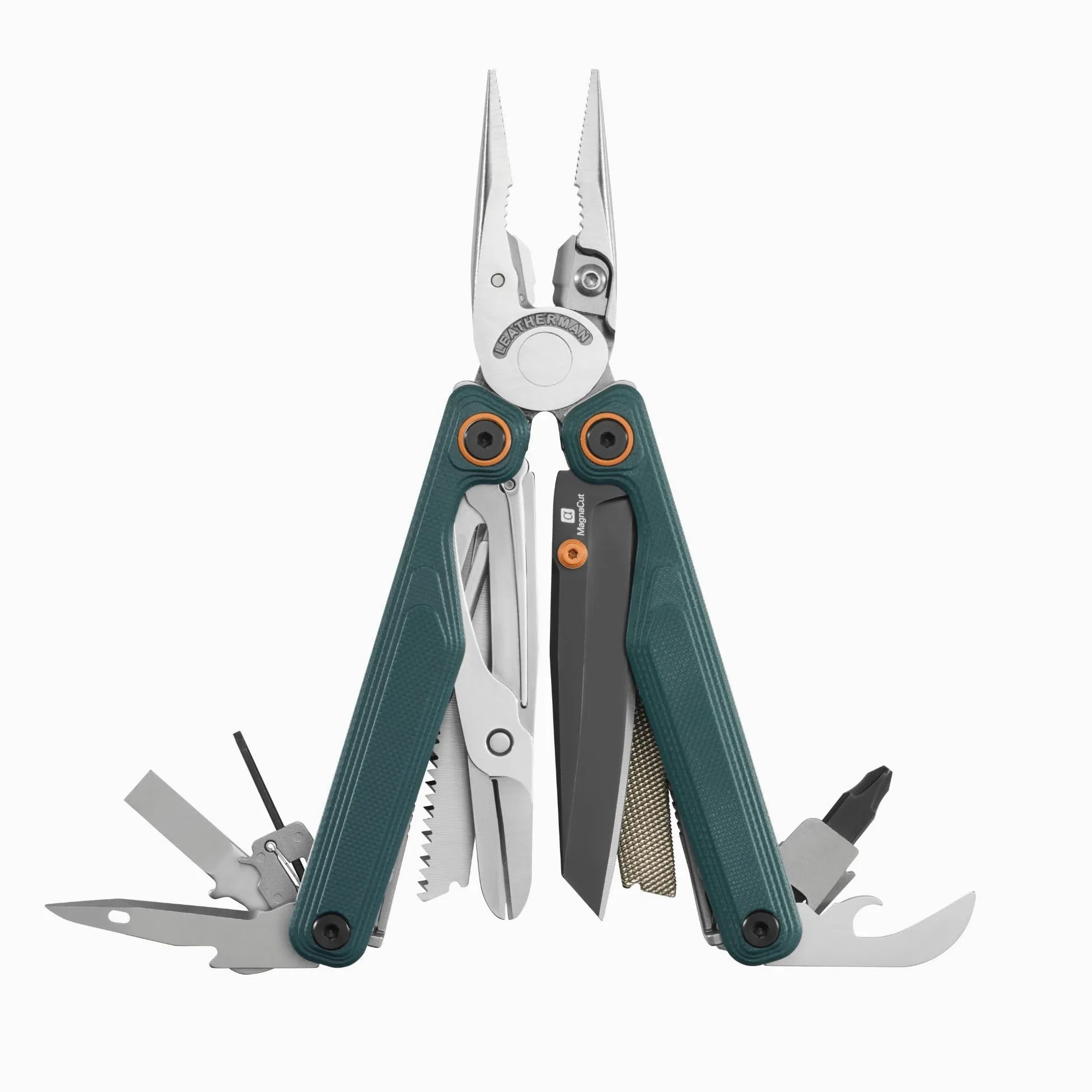 Leatherman – Wave Alpha – Multiutensile con lama in acciaio MagnaCut, ergonomia migliorata, forbici esterne di grandi dimensioni e impugnature in G10 a trama topografica – Cascadia
