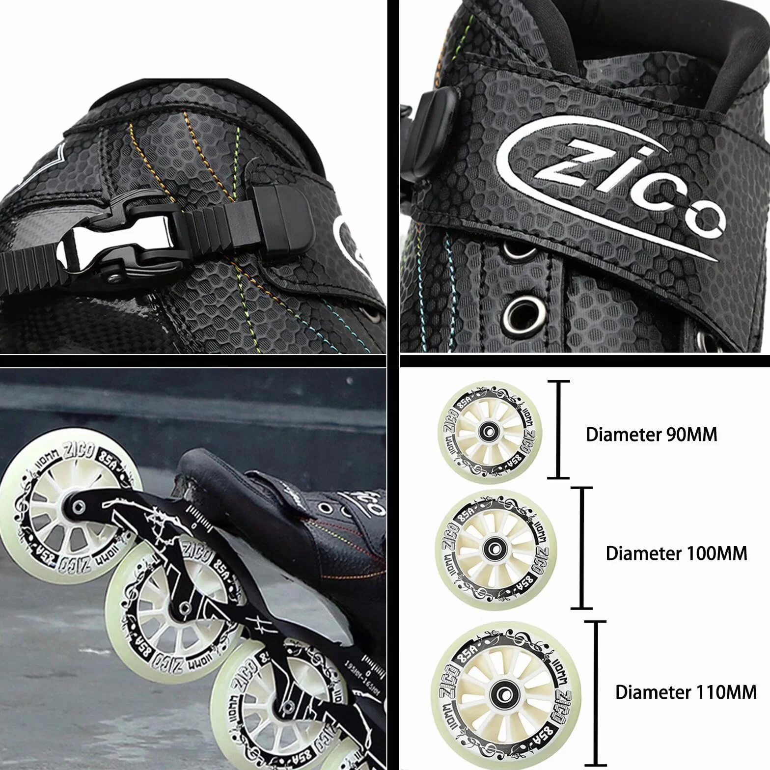 Pattini in linea da velocità in fibra di carbonio ruote 85A/PU per pattinatori avanzati