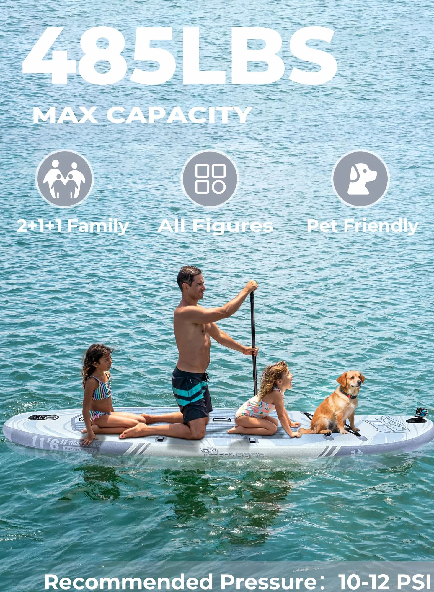 TIGERXBANG Tavola SUP Gonfiabile per Adulti 200kg con Sedile, Pagaia, Zaino