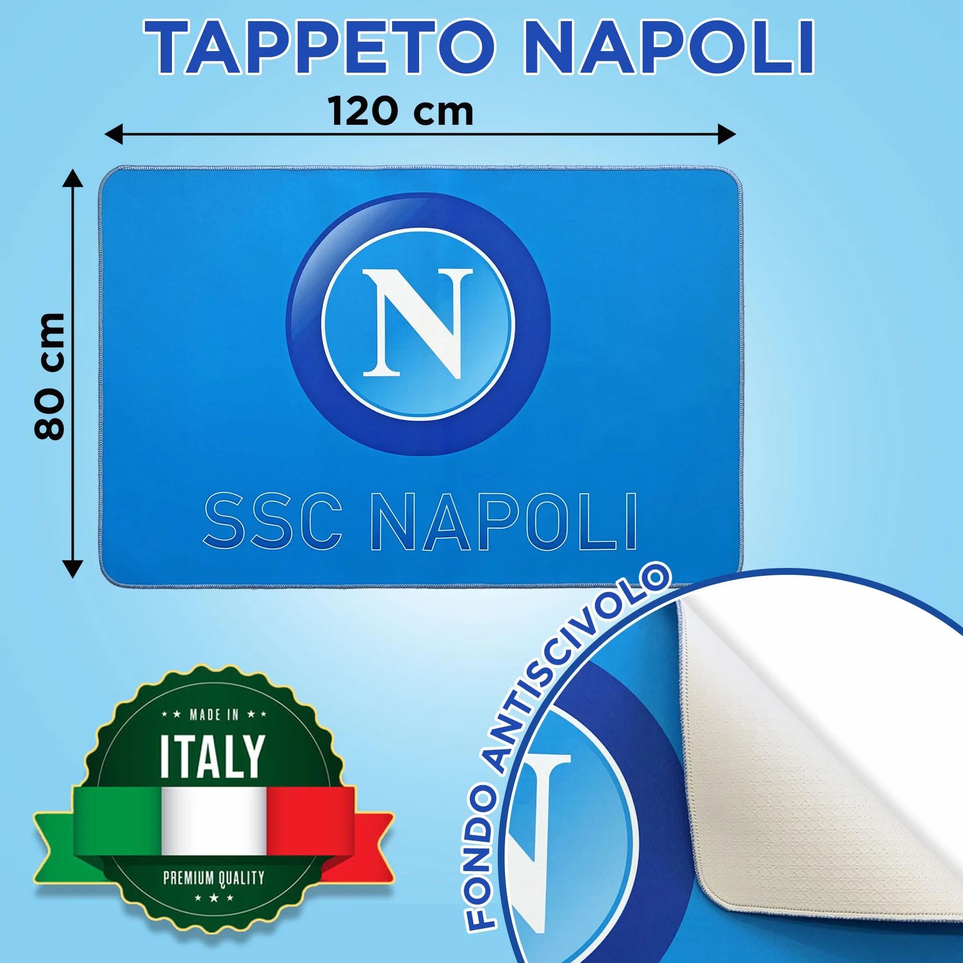Tappeto antiscivolo Napoli Calcio Stampa 3D 80x120cm