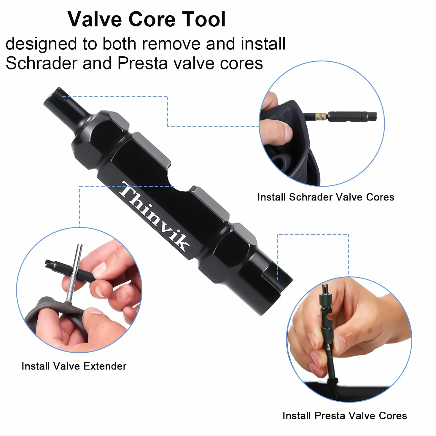 Thinvik 100ml Siringa Tubeless sigillante per bicicletta con strumento rimozione nucleo valvola Presta Schrader