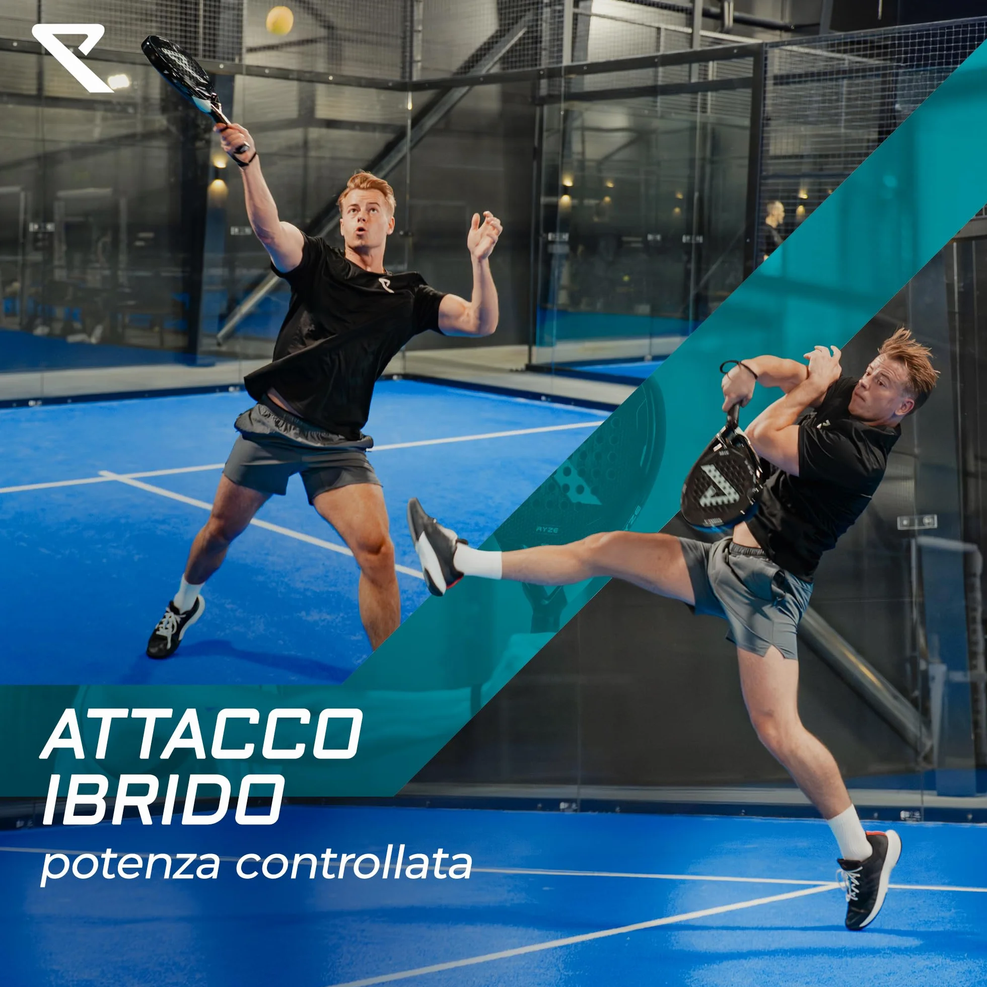 RYZE HYDRA Racchetta da Padel 100% Fibra di Carbonio 365g EVA-18 Flex Custodia Inclusa