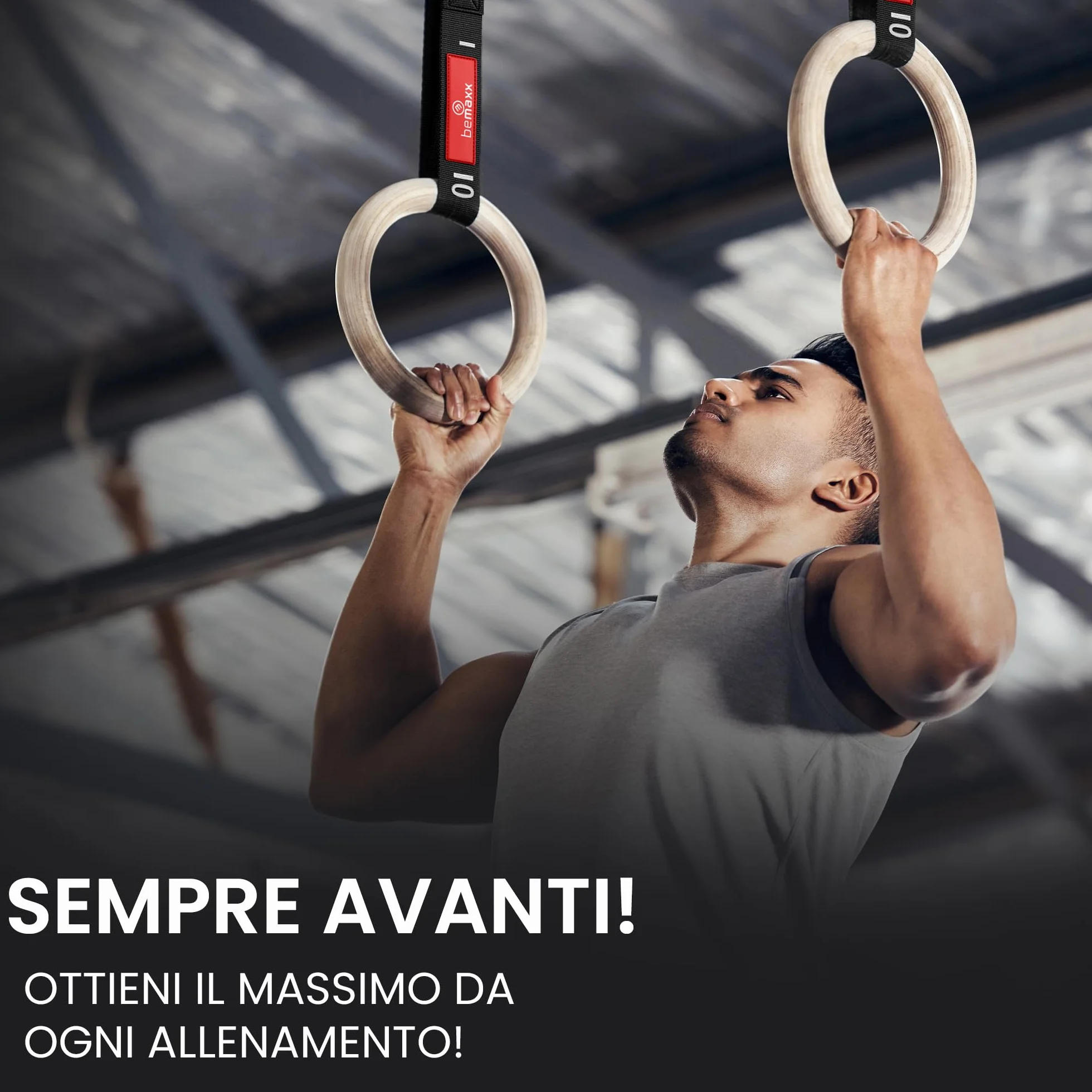 Anelli Ginnastica Legno con Ancoraggio da porta Regolabili Cinghie Calisthenics Gym Rings