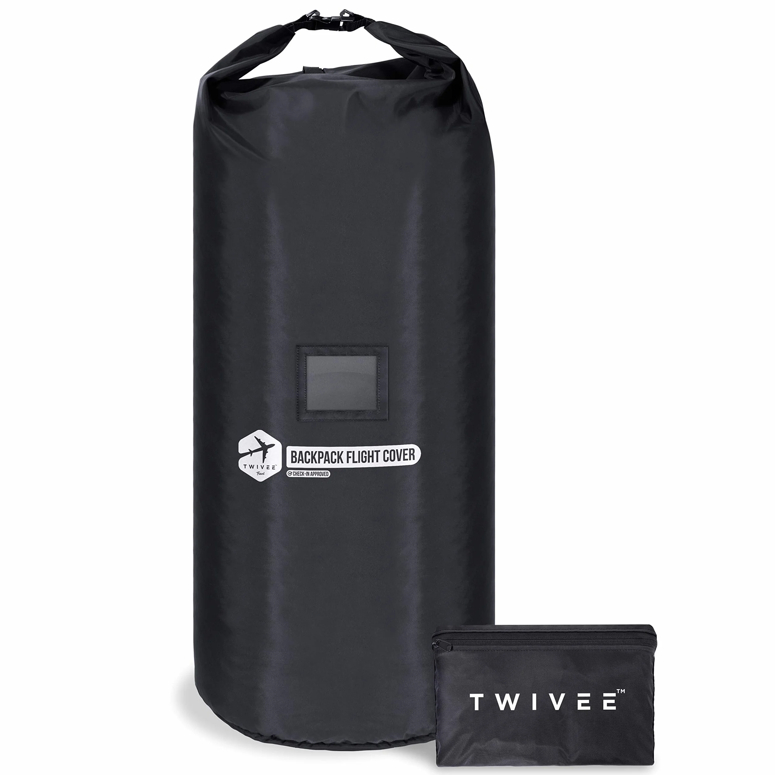 TWIVEE - Custodia protettiva 2 in 1 per zaino e parapioggia - Flight Cover per zaino - Aereo - Copertura flessibile - Volume regolabile da 60 a 110 litri - Ideale per zaino da viaggio