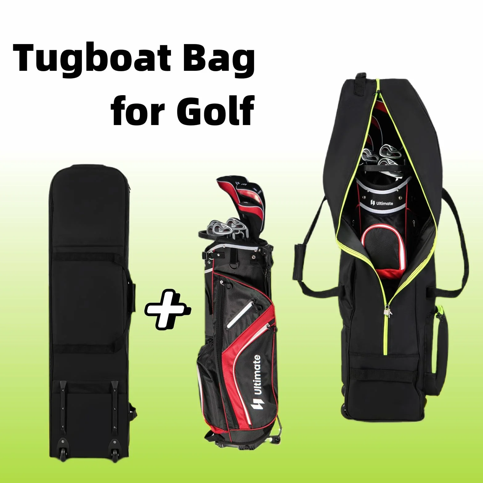 LIFEZEAL Borsa da Viaggio per Golf con Ruote Silenziose, Custodia Golf da viaggio con Manico Ergonomico, Finestra Identificativa, Ampio Scomparto, Copertura Pieghevole per Mazze da Golf, Nero