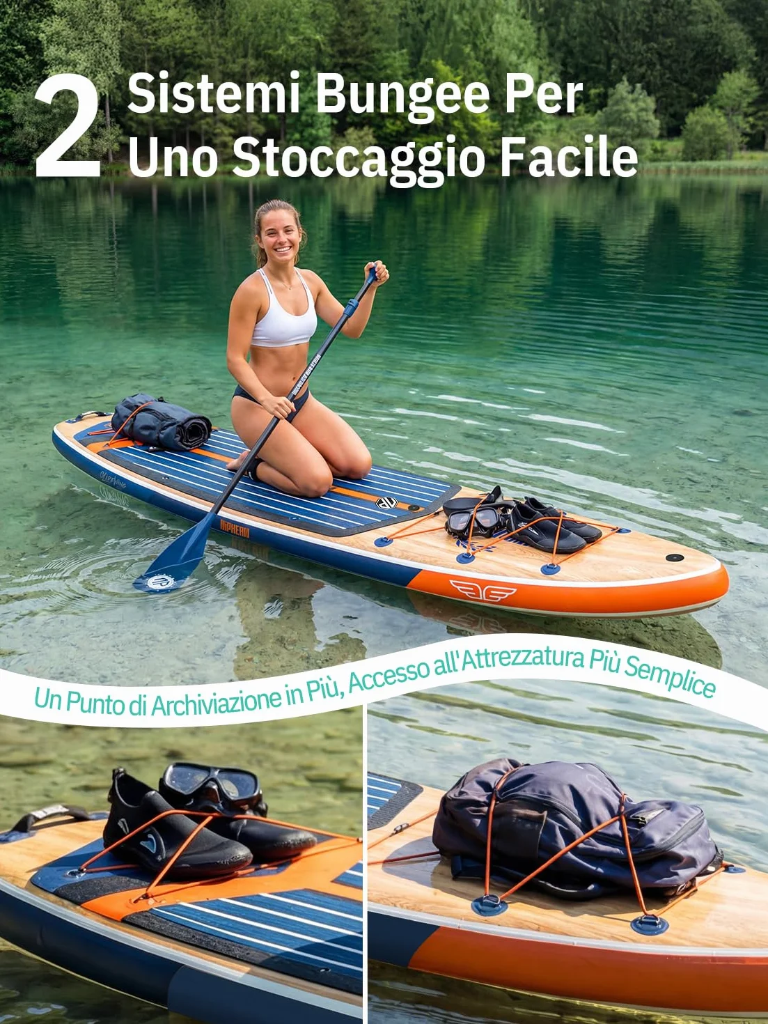 Niphean Tavola SUP Gonfiabile per 2+1 Persone, Stand Up Paddle Board con StabilTrac Pinna, Custodia Impermeabile, SUP Gonfiabile Adulti