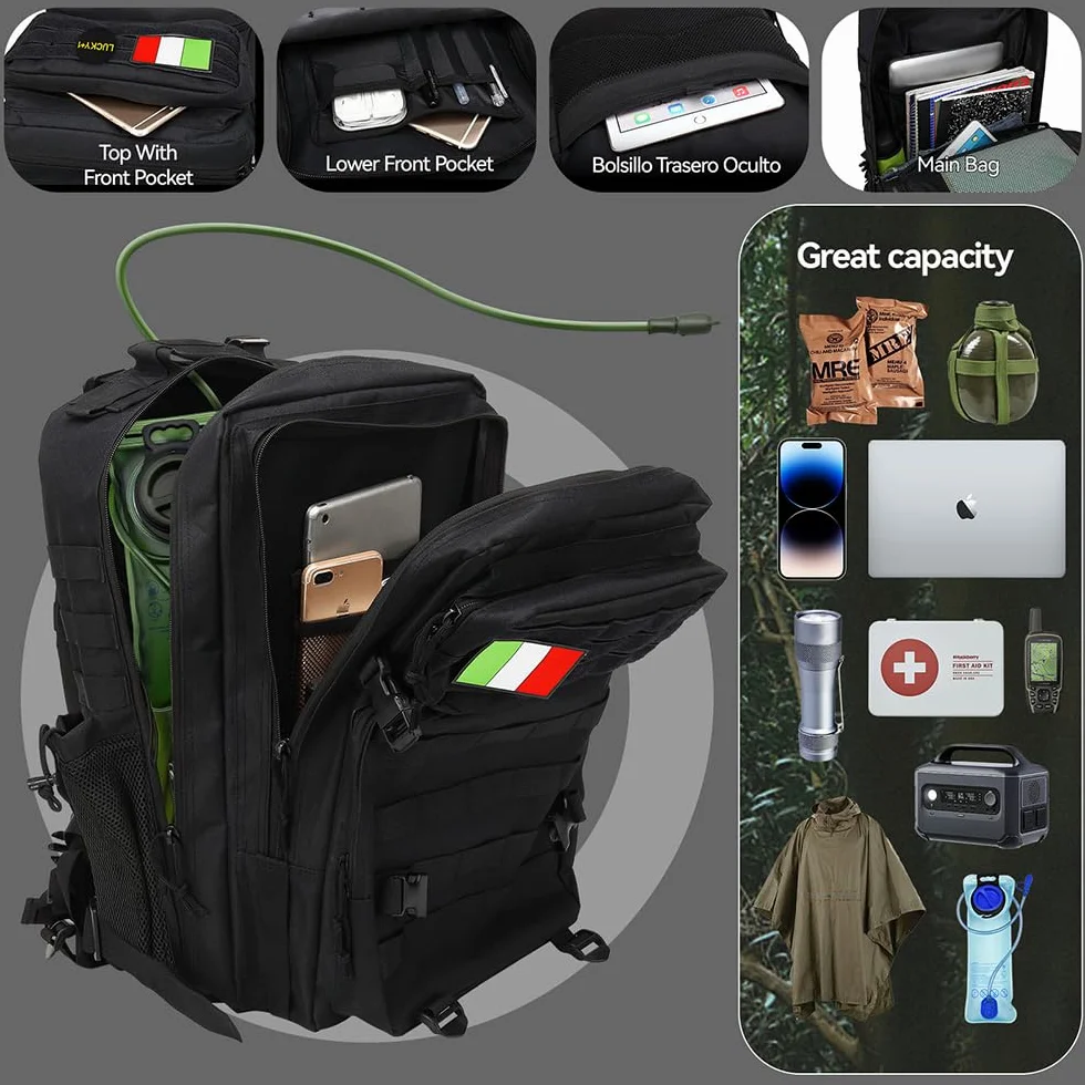 Delgeo Zaino Tattico Militare 45L Impermeabile Pieghevole Alpinismo Escursionismo Campeggio