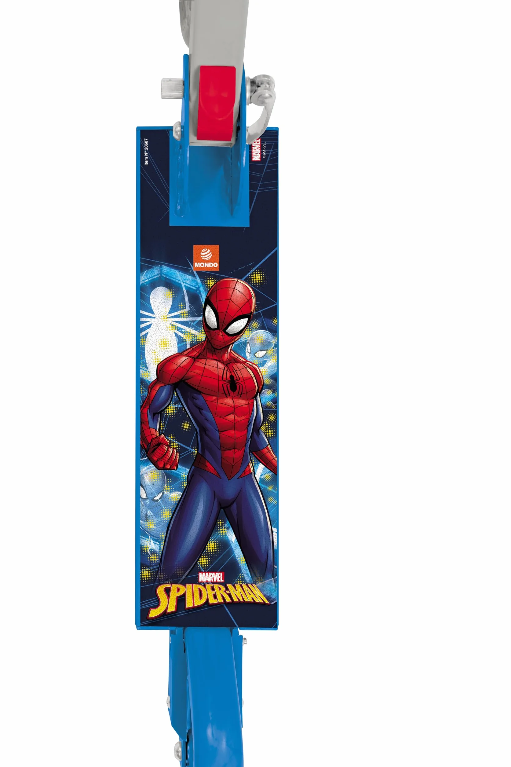 Mondo Toys SPIDER-MAN MARVEL ALU SCOOTER Monopattino 2 ruote pieghevole in alluminio con pedana extra grip e manubrio regolabile per bambini