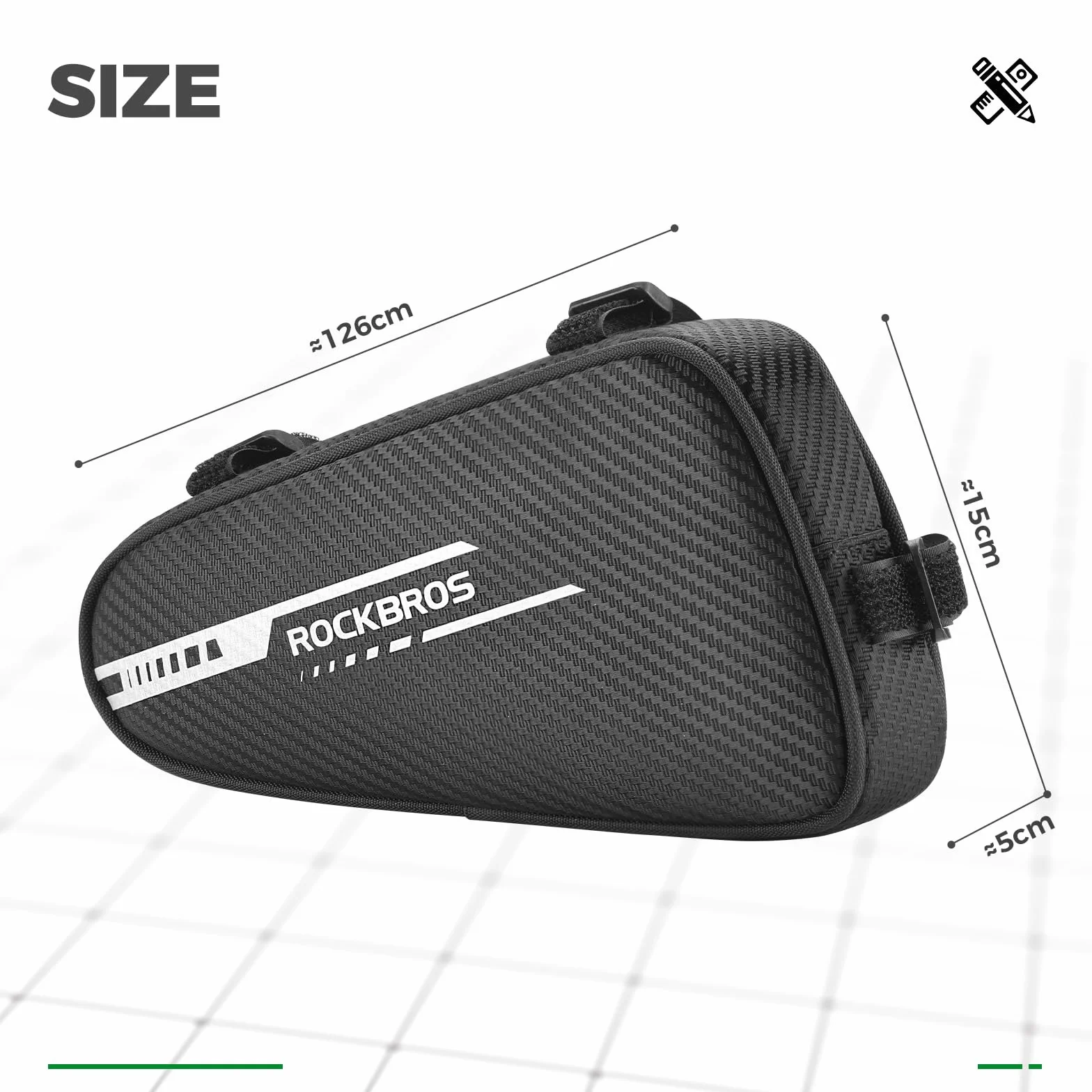 ROCKBROS Borsa da Telaio Triangolo per Bici MTB Triangolare 1.2L con Strisce Riflettenti