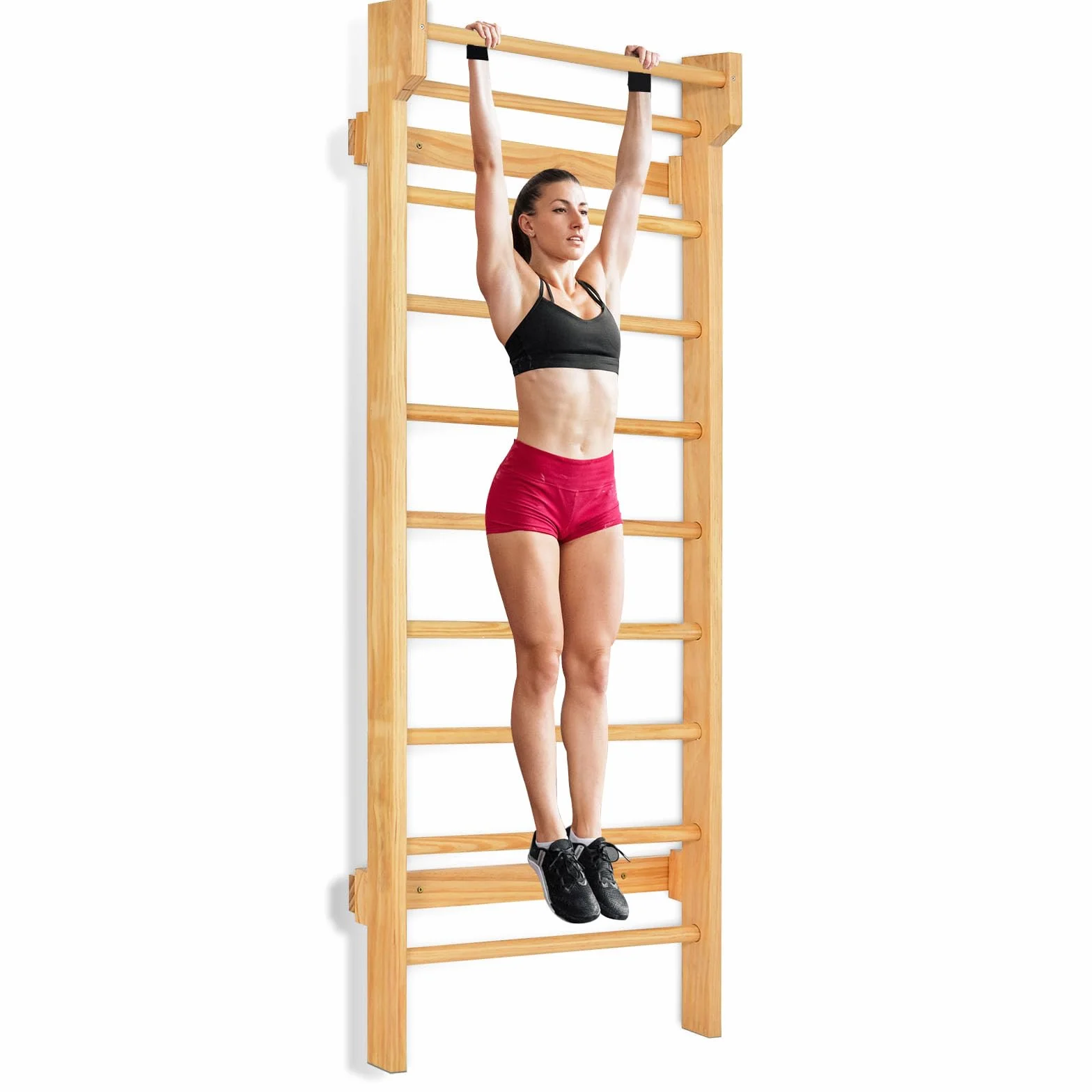 HOMASIS Spalliera Svedese in Legno, Parete Arrampicata per Ginnastica, Portata 100 kg