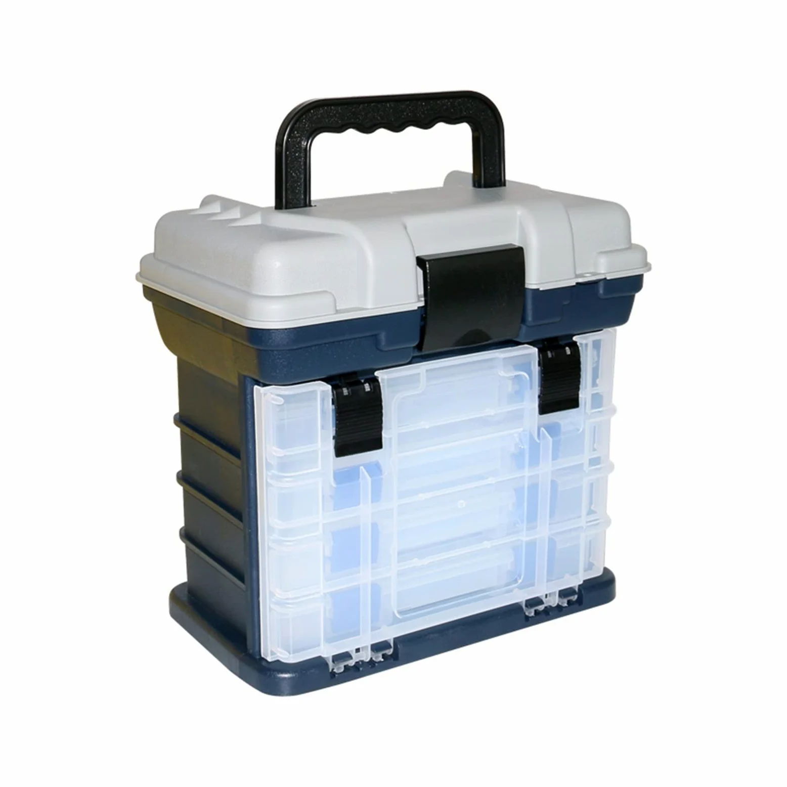 Scatola Porta Attrezzi da Pesca con 4 cassetti, Portatile, con Maniglia, Multistrato, per Esche, 26 x 17 x 26 cm, per riporre ami e lenze.
