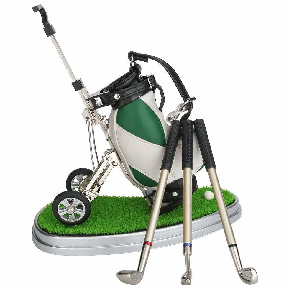Golf Portapenne 3 Pezzi Club Penne Set Desk Decor Regali Uomini, Verde Bianco