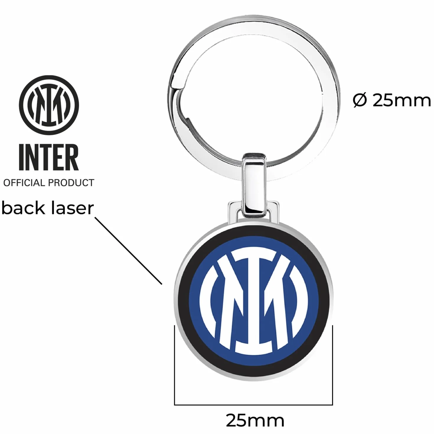 Clondo Portachiavi Fc Inter Acciaio Inossidabile Prodotto Ufficiale Calcio Gadget Elegante Resistente Logo Idea Regalo Tifosi Neroazzurri