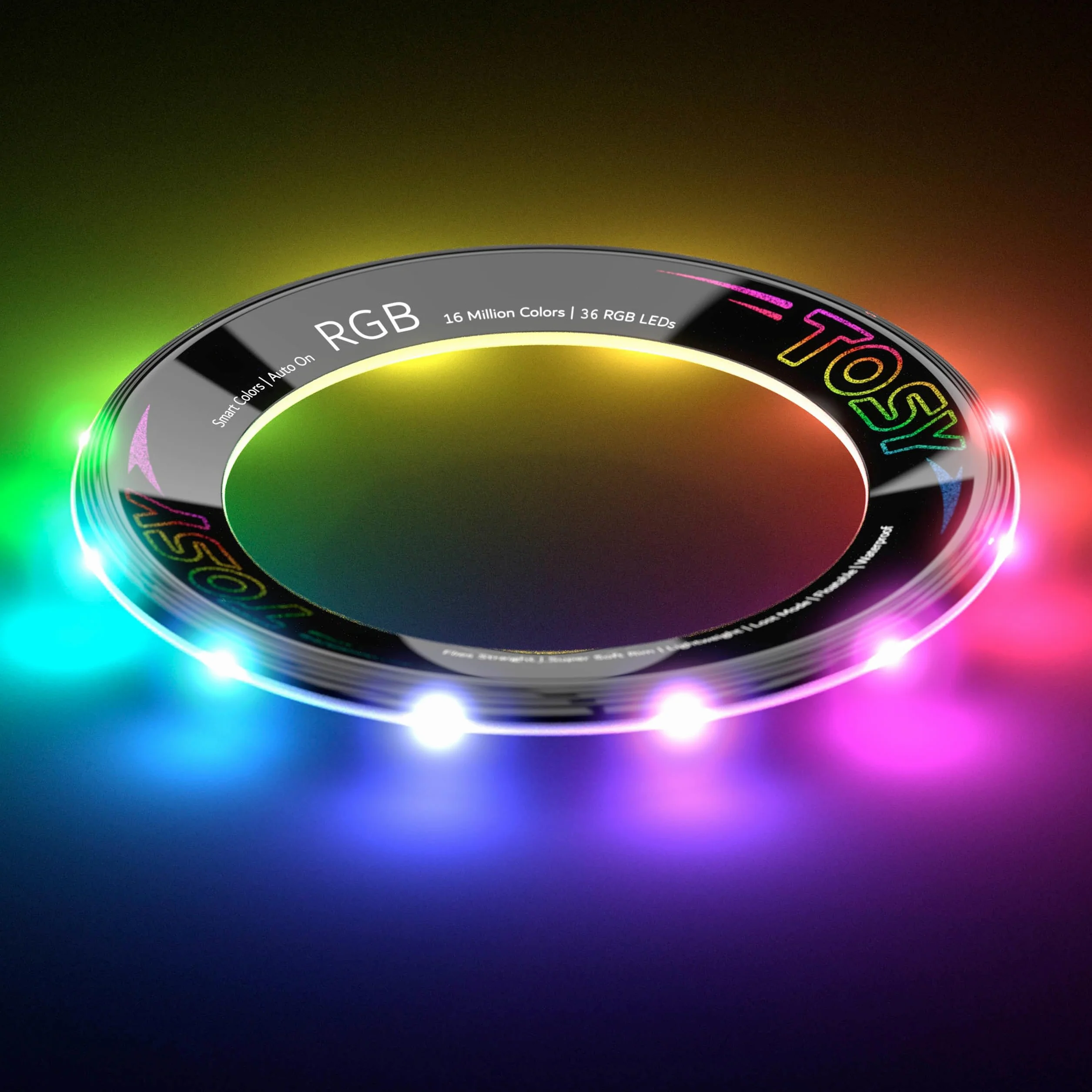 TOSY Latający Pierścień RGB 16 kolorów LED, Wodoodporny, Lekki Frisbee, Prezent na Boże Narodzenie