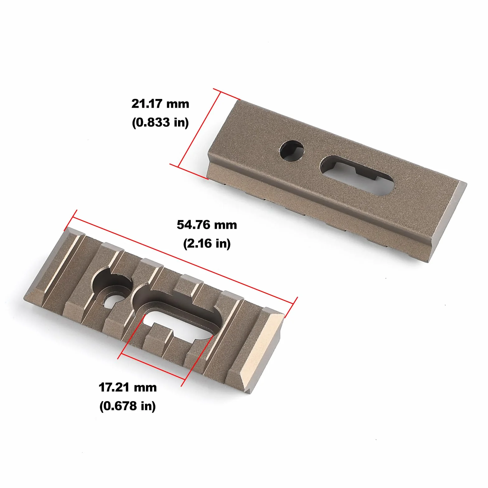 Tattico 3Pcs Picatinny Rail Alluminio Supporto Accessorio Mlok/Keymod Marrone
