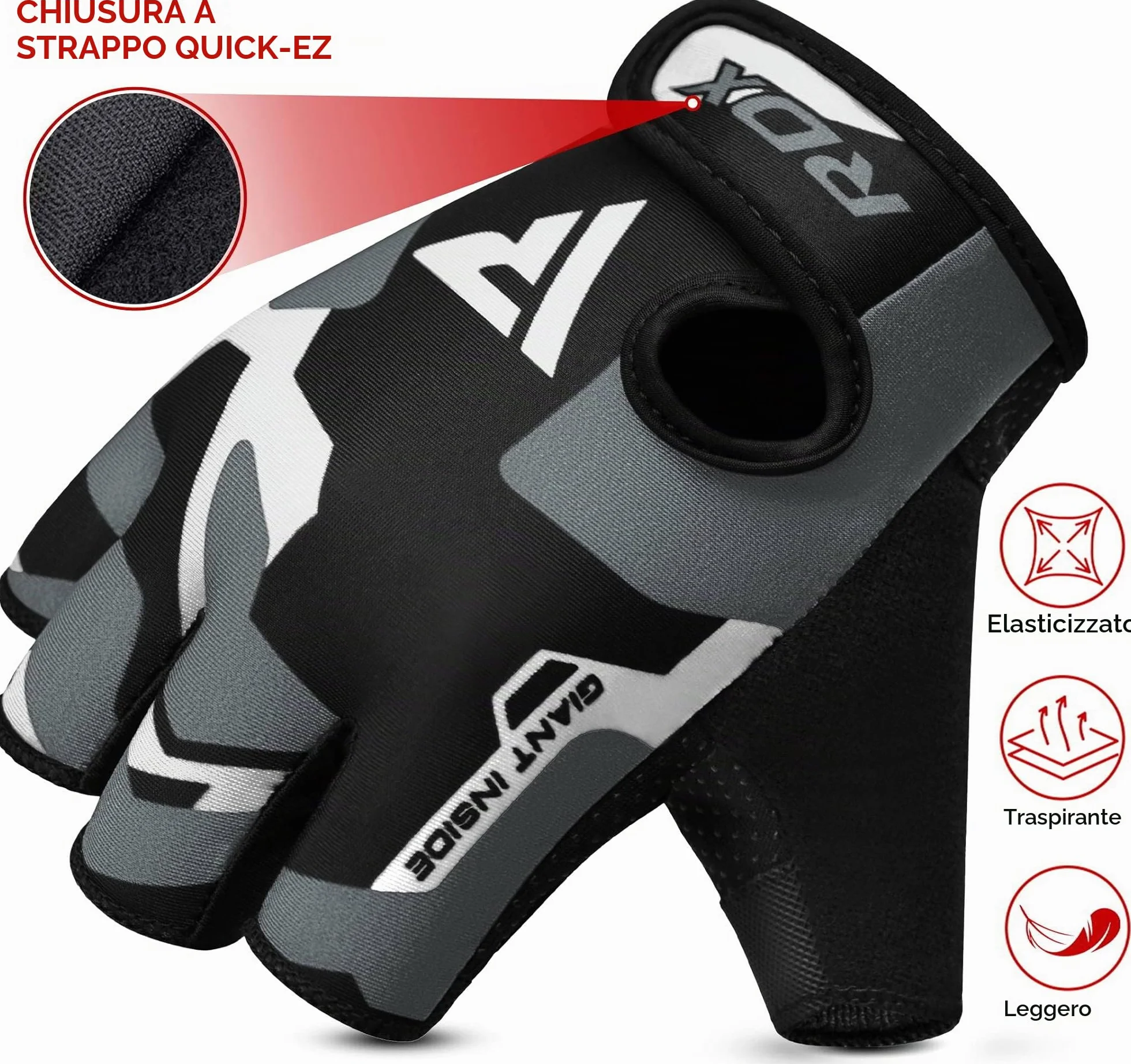 RDX Guanti Palestra Sollevamento Pesi Antiscivolo Imbottito Presa Protezione Elastico Traspirante Powerlifting Bodybuilding