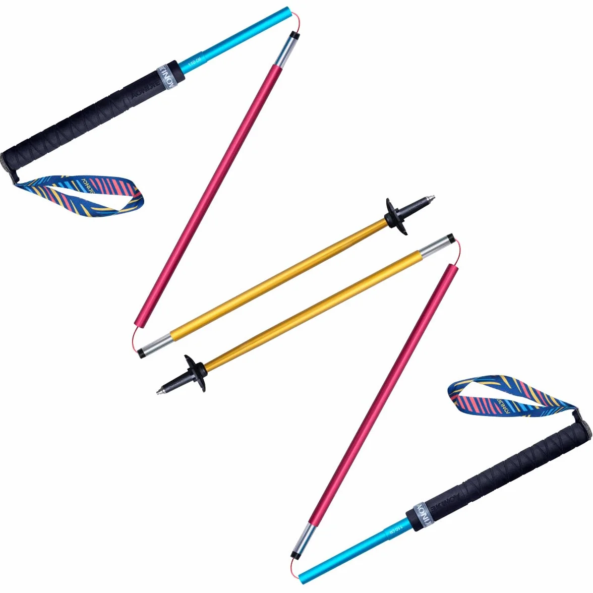 AONIJIE Bastoncini Trekking Pieghevoli Alluminio Ultraleggero 110CM 120CM