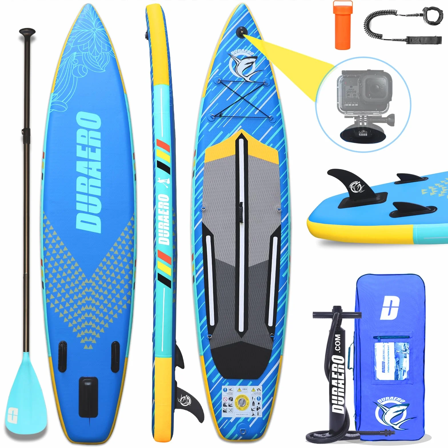 Tavola Gonfiabile da Stand Up Paddle, 330 x 76 x 15 cm, con Supporto per Fotocamera, Accessori Completi, Portata Fino a 150 kg
