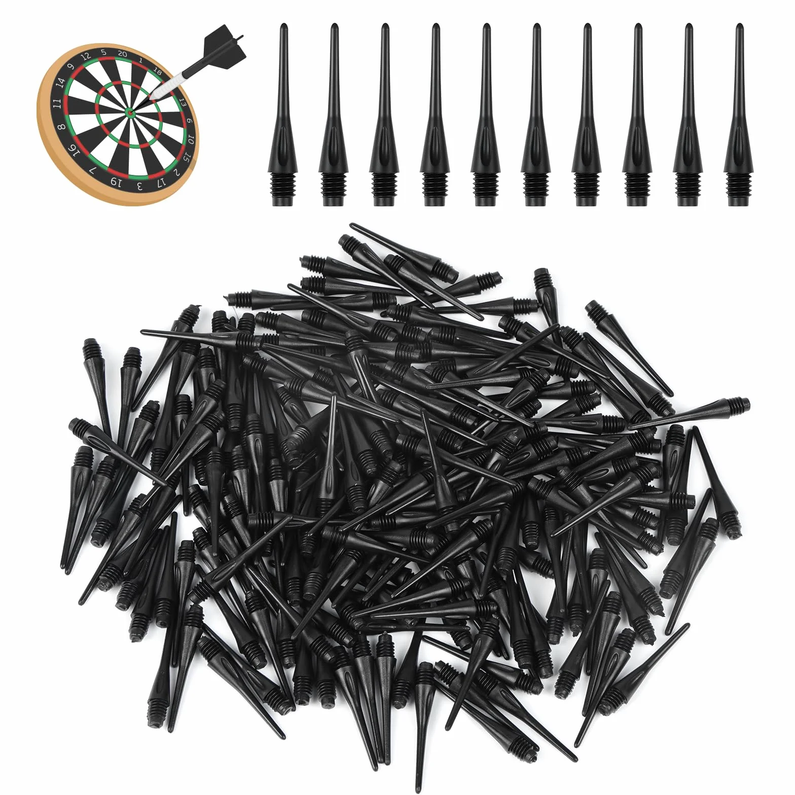 Flintronic Freccette Punta Plastica Professionali, Filettatura Standard 2BA, Punte di Ricambio per Bersaglio Elettronico