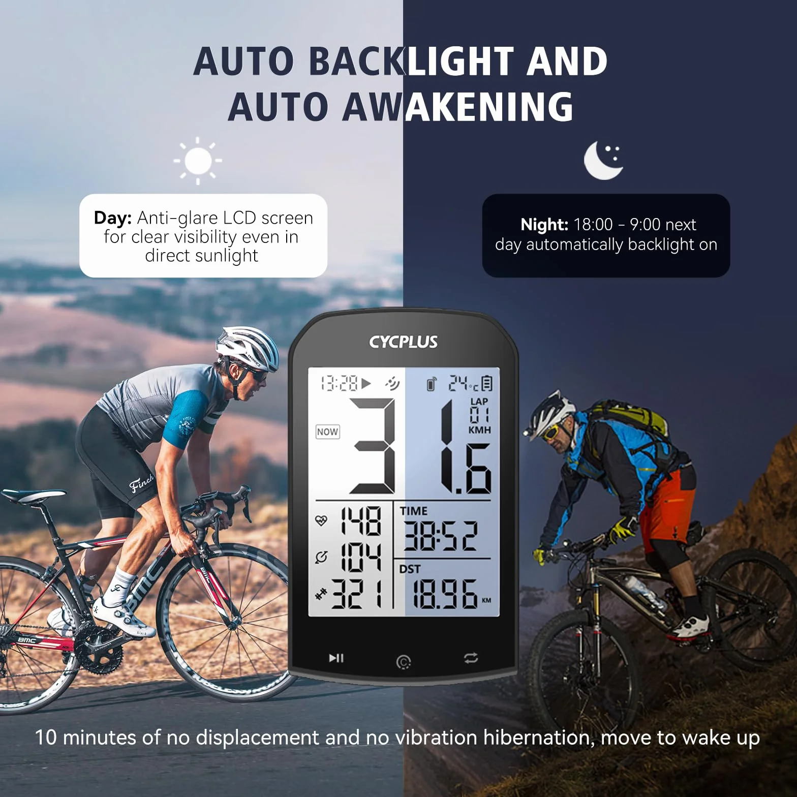 CYCPLUS Tachimetro GPS per Bici Impermeabile ANT+ Wireless Bluetooth Display LCD 2,9 Pollici