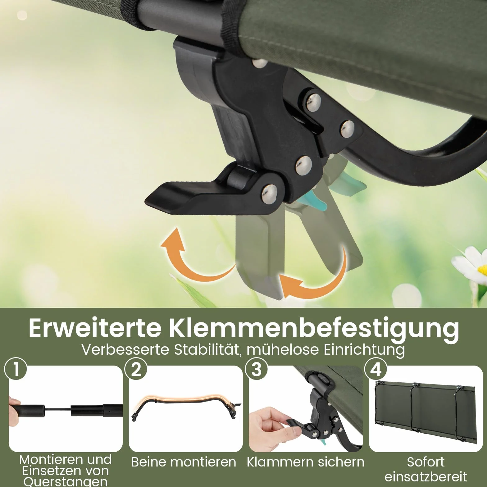 FANTASK Lettino da campeggio pieghevole 193 x 70 cm portata 150 kg