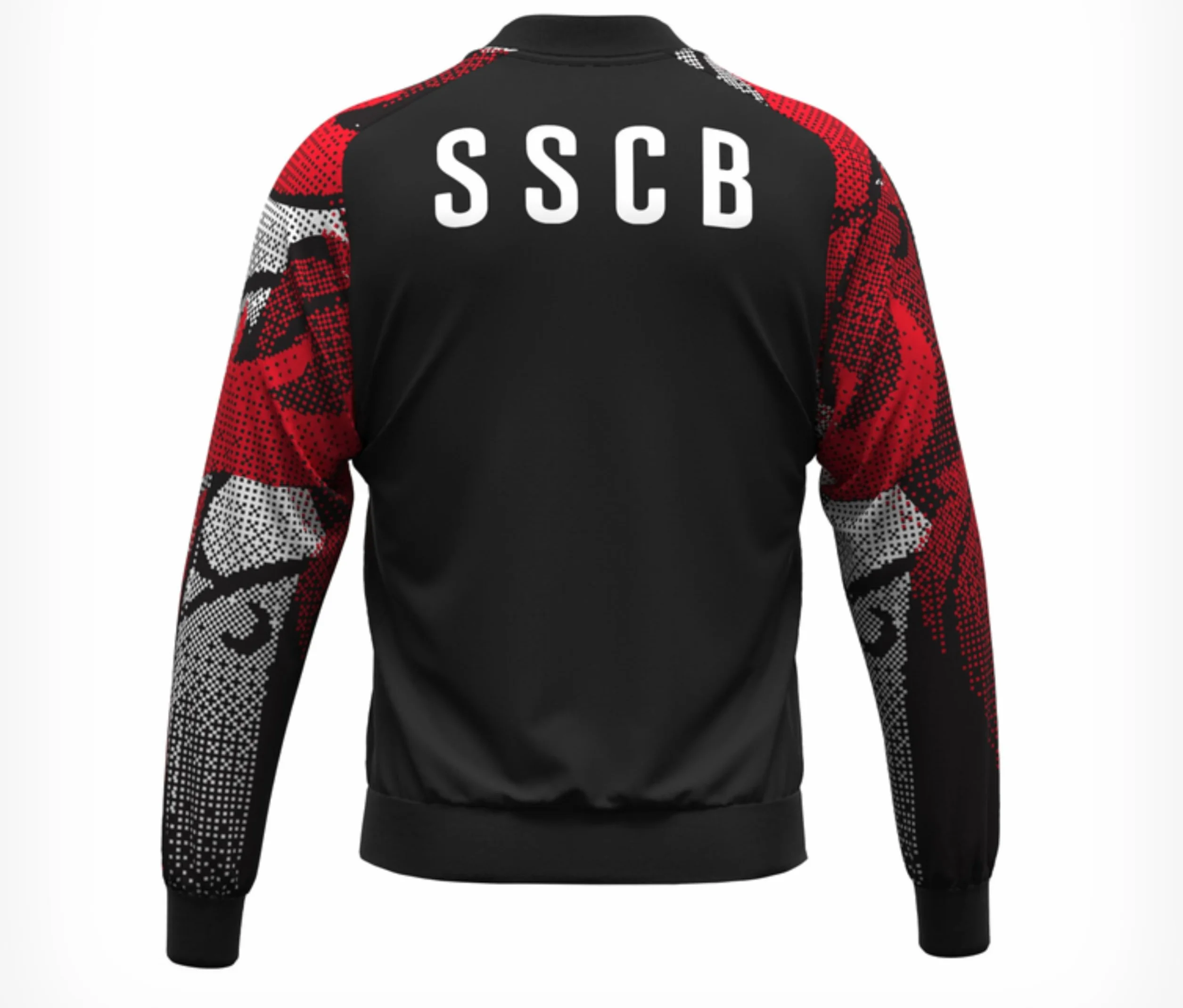 Errea' Giacca Full Zip SSC Bari, Nero con Maniche Grafiche Rosse e Bianche, Stile Sportivo
