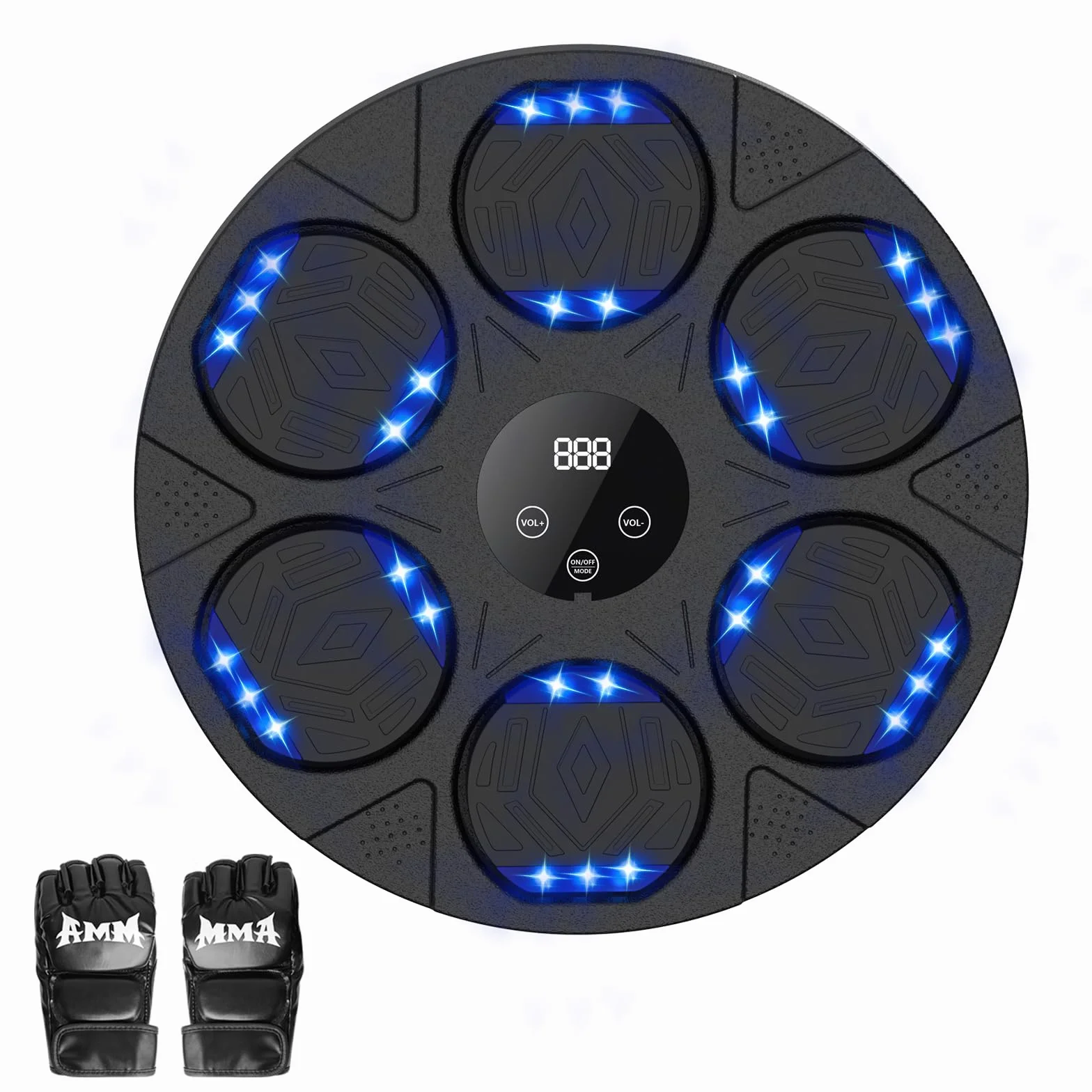Music Boxing Machine, Intelligente Boxe Musicale da Parete con Guanti da Boxe, Macchina da Boxe Musicale, LED Box Musicale Pugile con Bluetooth, per Interno, Bambini/Adulti