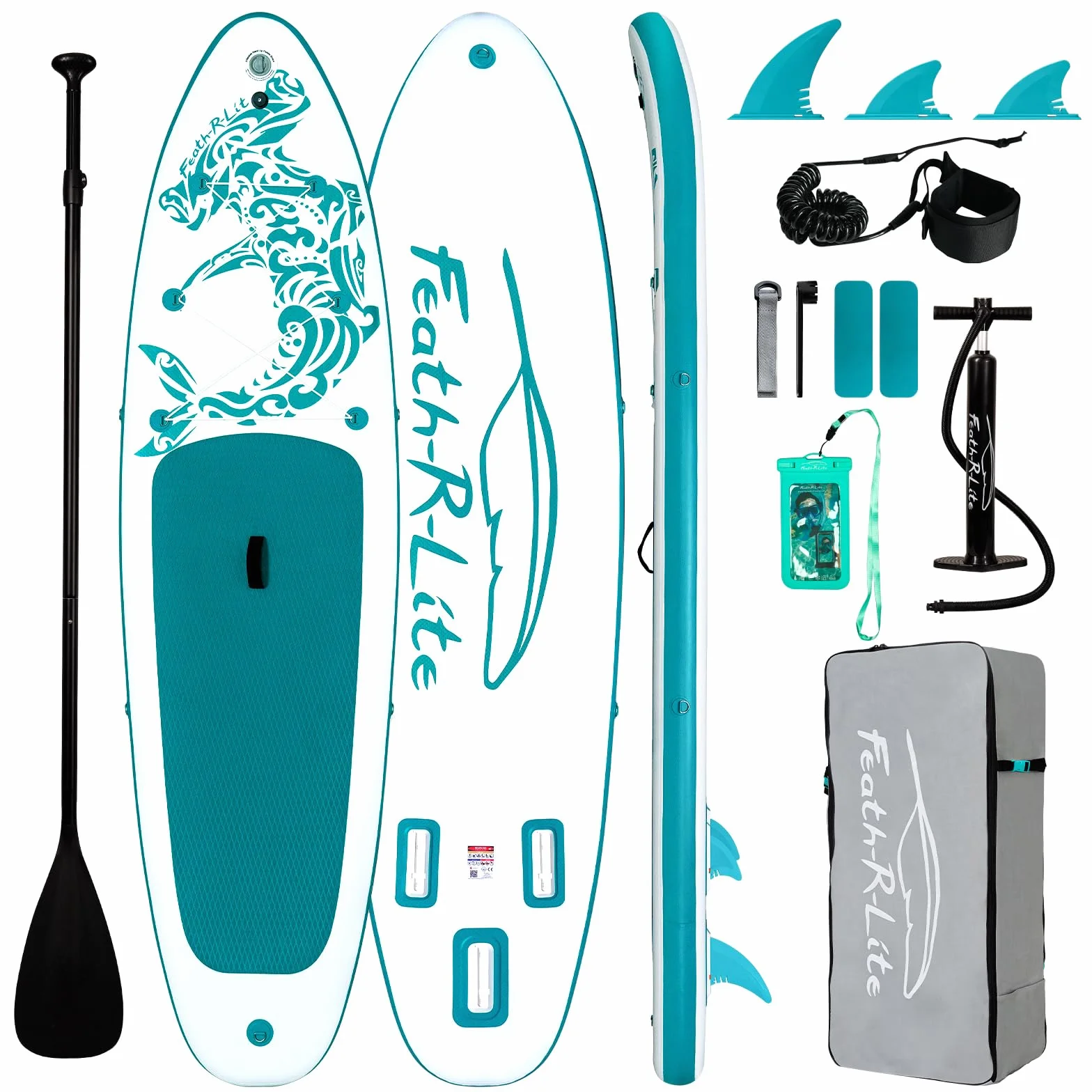 FEATH-R-LITE Gonfiabile Stand Up Paddle Board Ultraleggero - Accessori SUP: pagaia regolabile, pompa, zaino, leash, finlandese - Per tutti i livelli di abilità