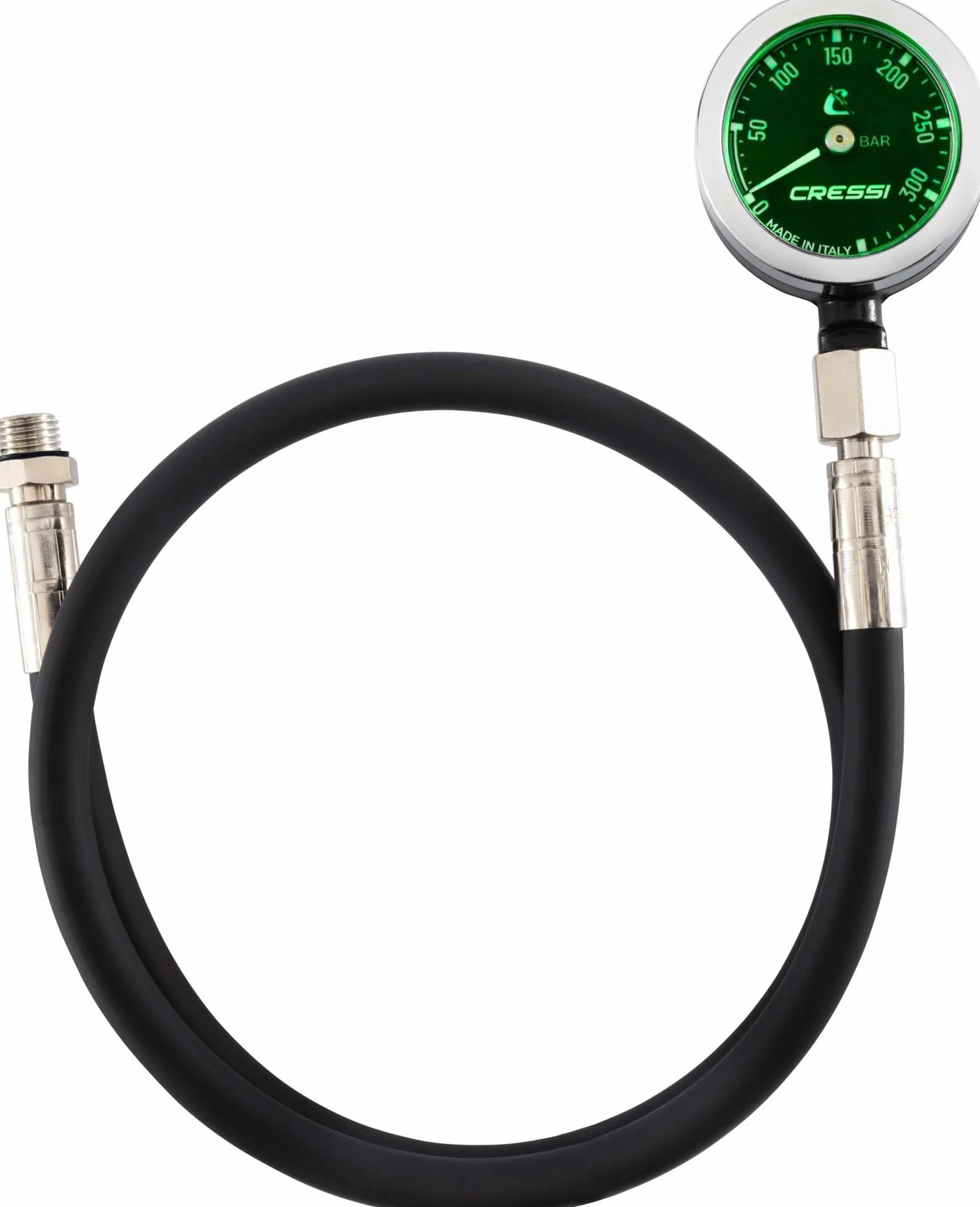 Cressi Vale 300 C PRO Mini SPG Manometro Nudo con Frusta HP, Nero