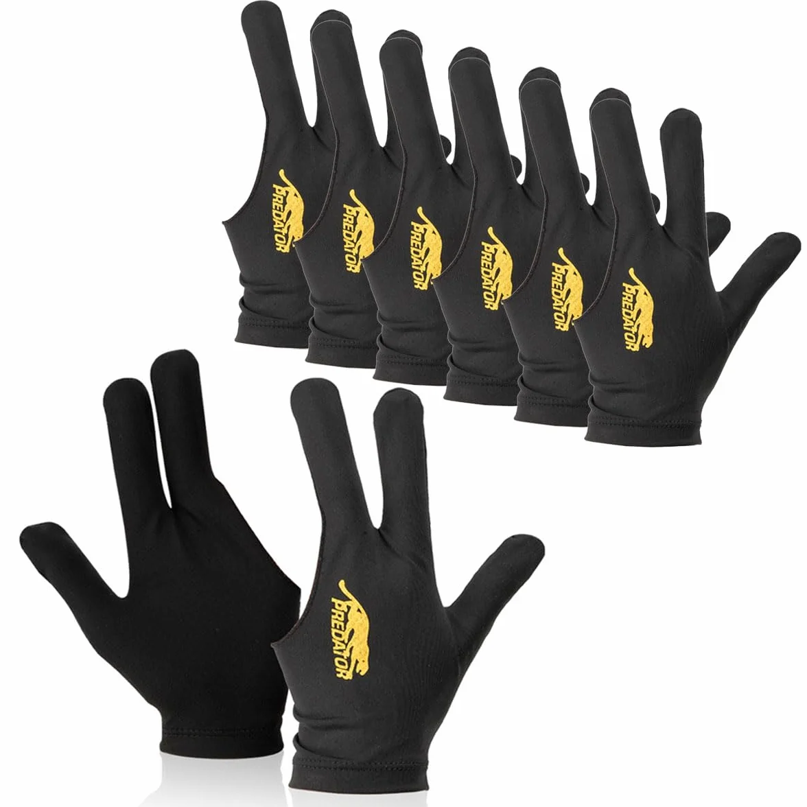Guanti da biliardo a tre dita estensibili Nero Rete traspirante nylon 8 Pcs