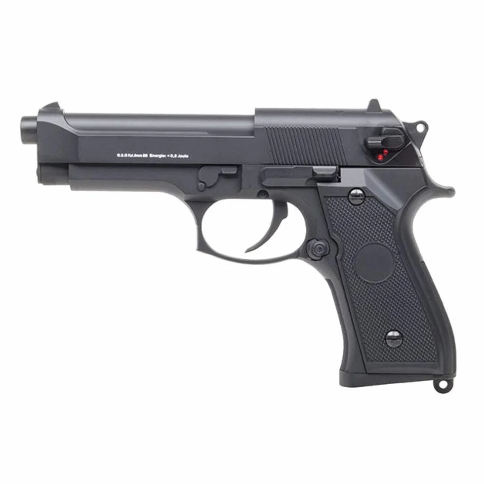 Pistola softair Cyma CM126/M92 AEP Airsoft 0,5 J z baterią i ładowarką + OpTacs Patch