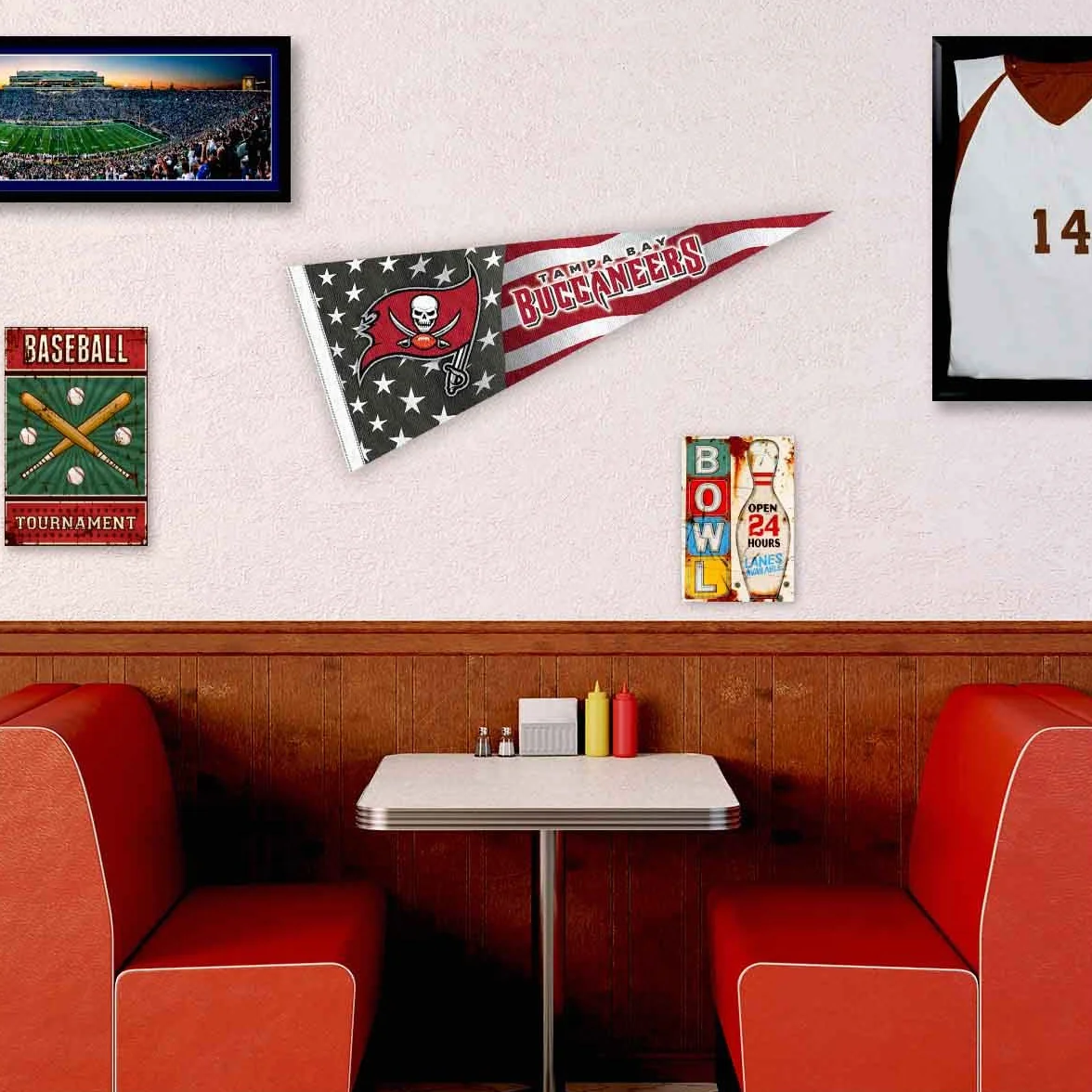 WinCraft Tampa Bay Buccaneers Nation USA Americana Stars and Stripes Pennant Banner Flag