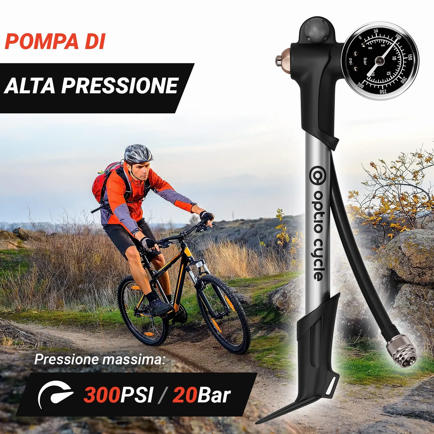 Pompa Ammortizzatori MTB con Manometro – Pompa Sospensioni Bici Compatibile Fox, RockShox, Manitou