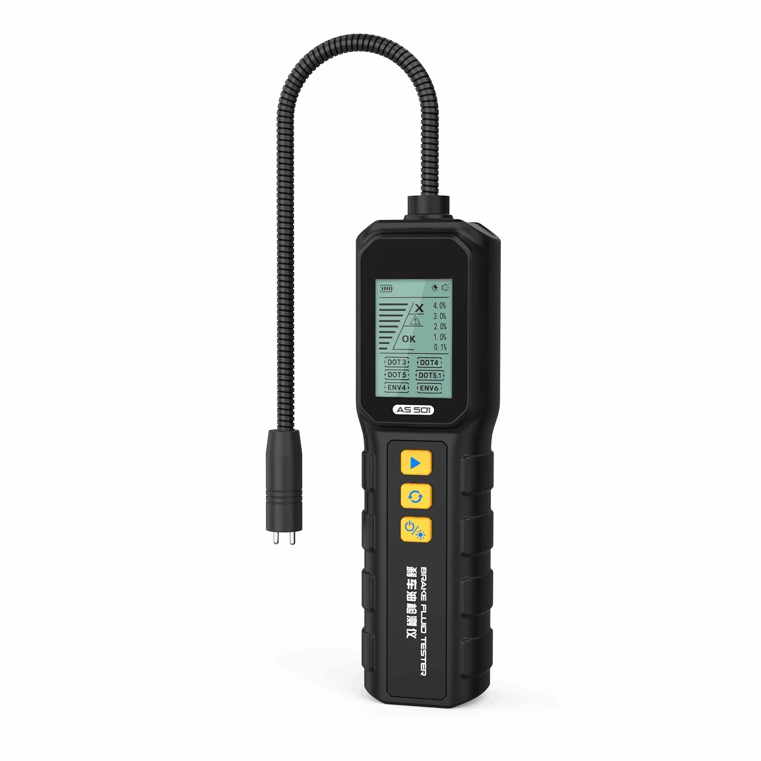 AS501Tester Universale per Liquido dei Freni, per Auto, Test per DOT3, DOT4, DOT5, DOT5.1, ENV-4, ENV-6 con Display retroilluminato ad Alta Definizione