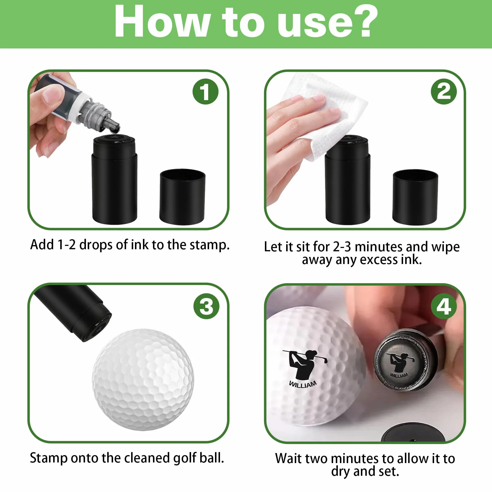 Timbro Palline Da Golf Pennarello Autoinchiostrante Personalizzato Con Pallina E Logo Impermeabile Riutilizzabile