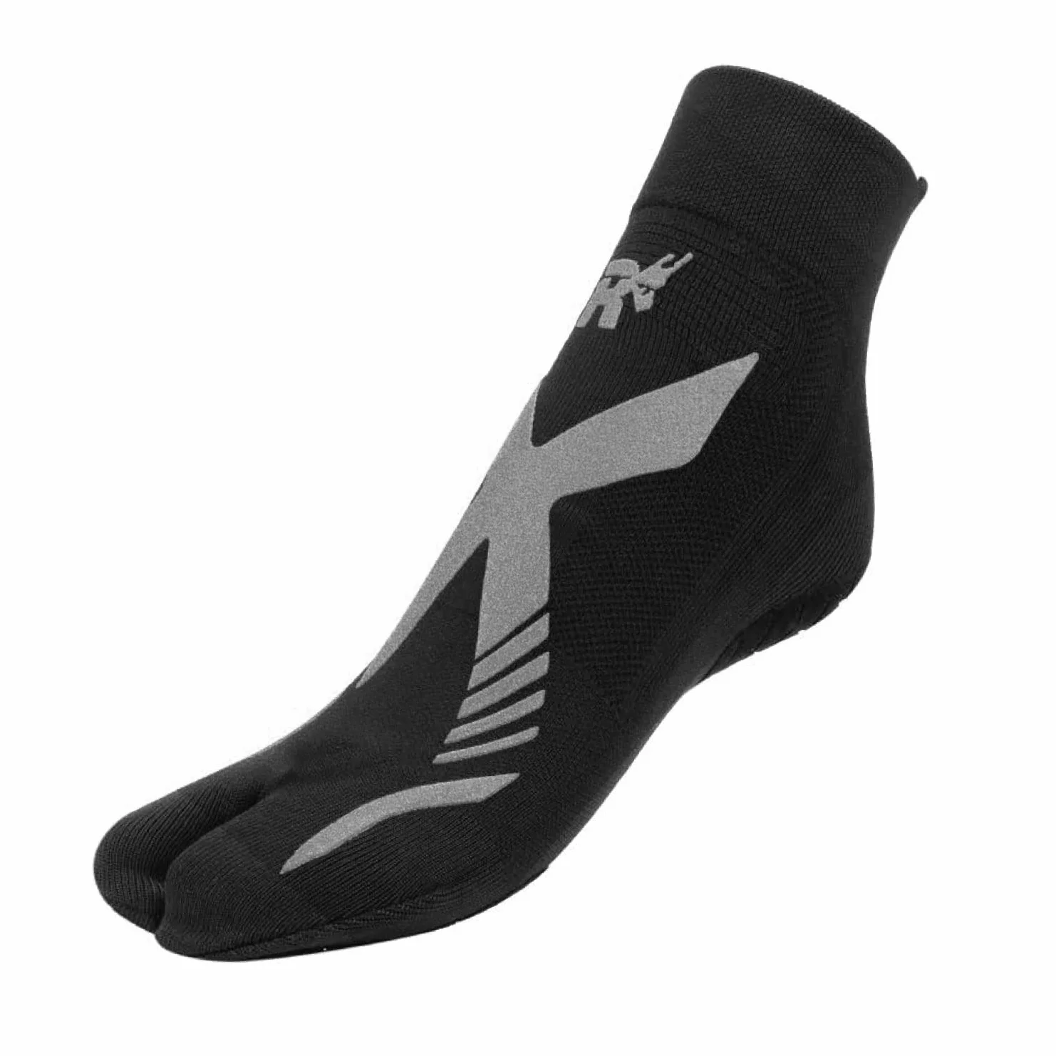 R-EVENGE CALZA TECNICA POOL 1 FINGER ATTIVITÀ IN PISCINA E SU SUPERFICI BAGNATE, ANTISCIVOLO, ANTIBATTERICA, IDEALE PER NUOTO ACQUAGYM, HYDROBIKE, (M 38-41, NERO/SILVER)