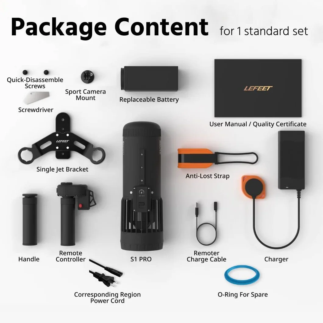 LEFEETS1PRO Monopattino subacqueo modulare ad alte prestazioni con supporto action camera velocità massima 6,48 km/h per immersioni snorkeling piscina apnea