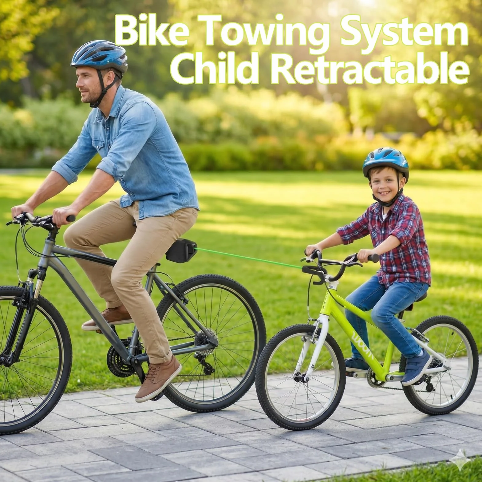 Corda di Traino per Bici da Bambino 2,5 m Portata 225 kg per MTB E-Bike con Moschettone e Custodia