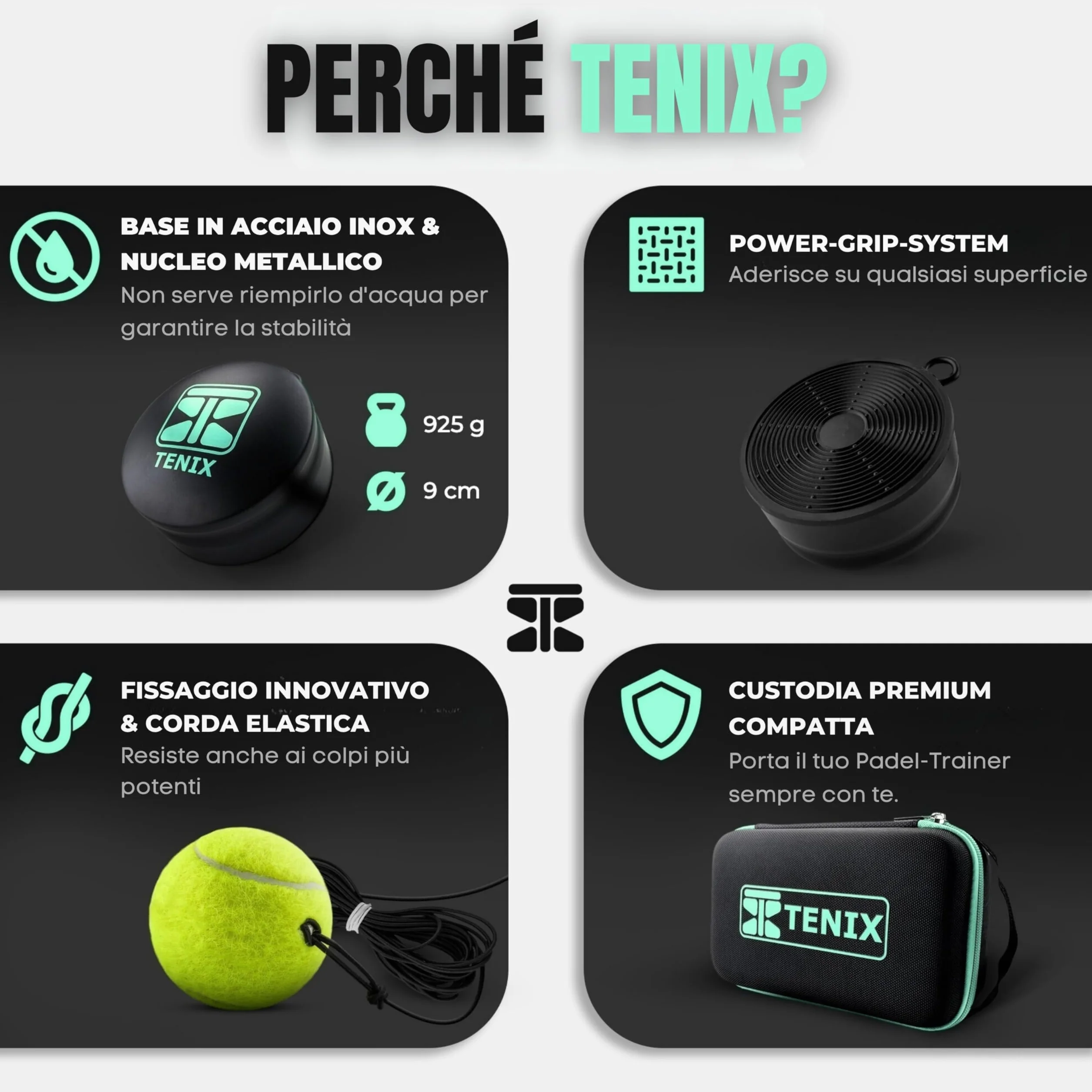 TENIX Padel Trainer Acciaio Inox Allenamento da Solo Regalo