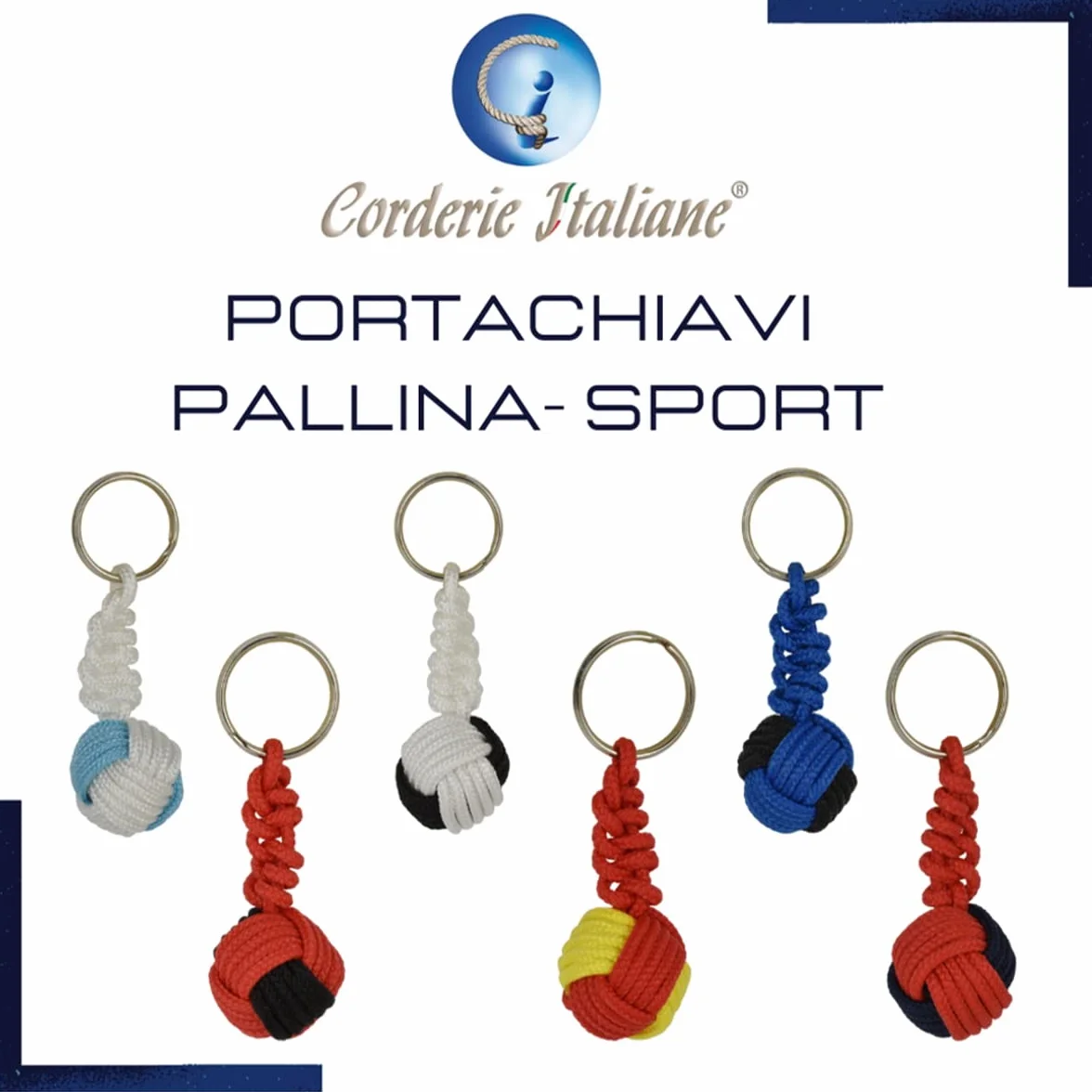 Corderie Italiane Portachiavi pallina sport nero-azzurro
