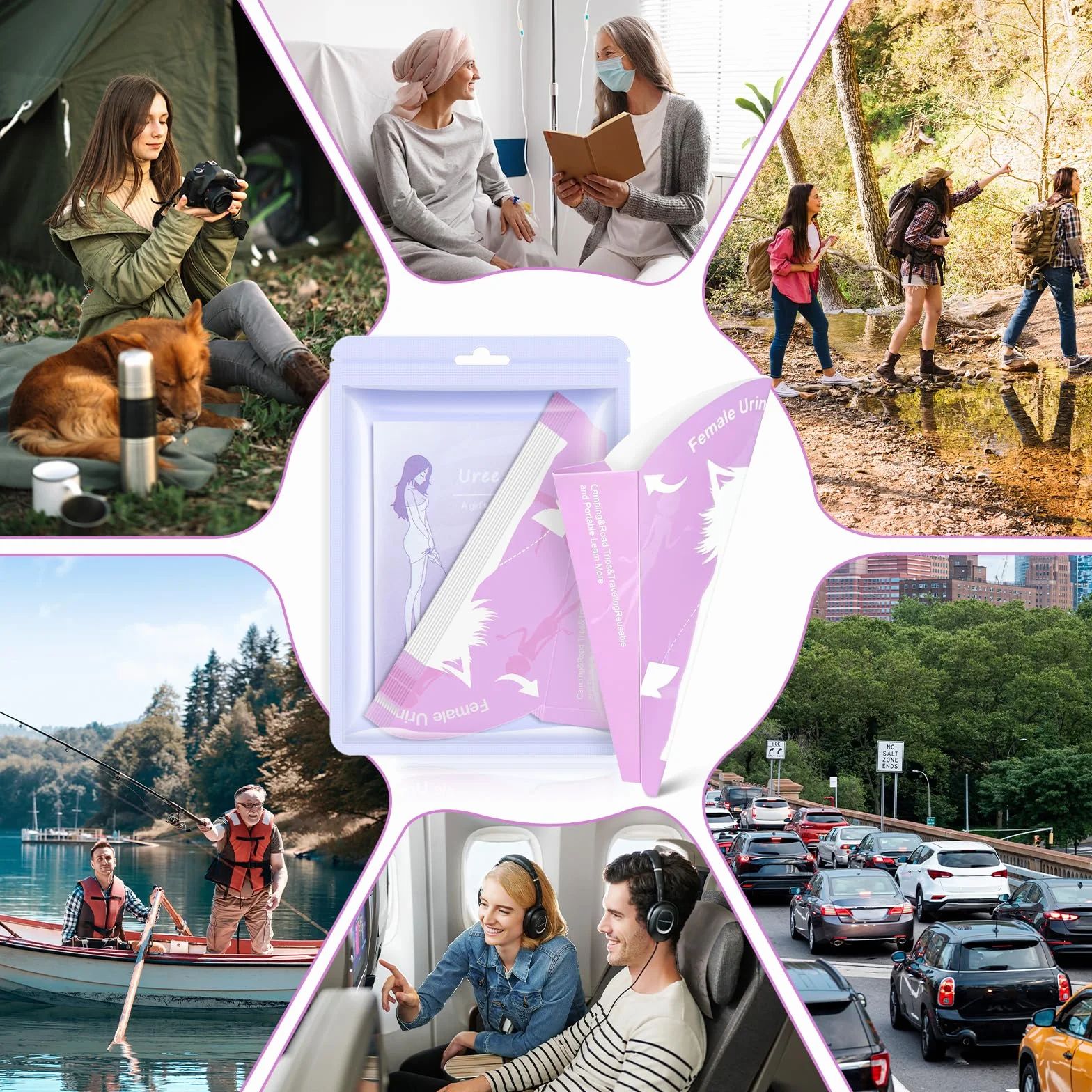 Urinatoio Femminile Portatile 50 Pezzi Cono per Pipi Donna per Campeggio Viaggi Auto