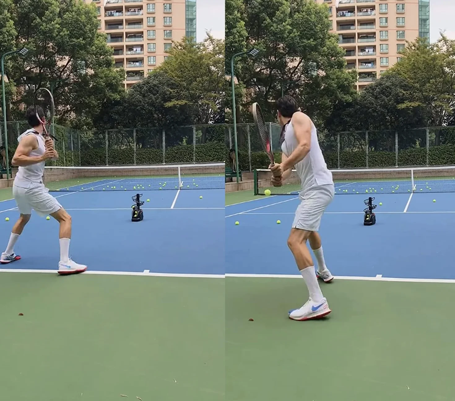 Tennis Trainer Maszyna z 10 Piłkami, Samodzielny Trening, AC i Bateria USB
