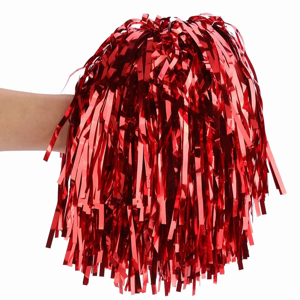 Pompon per cheerleading 6/12 pezzi a forma di fiore appeso con pellicola metallica
