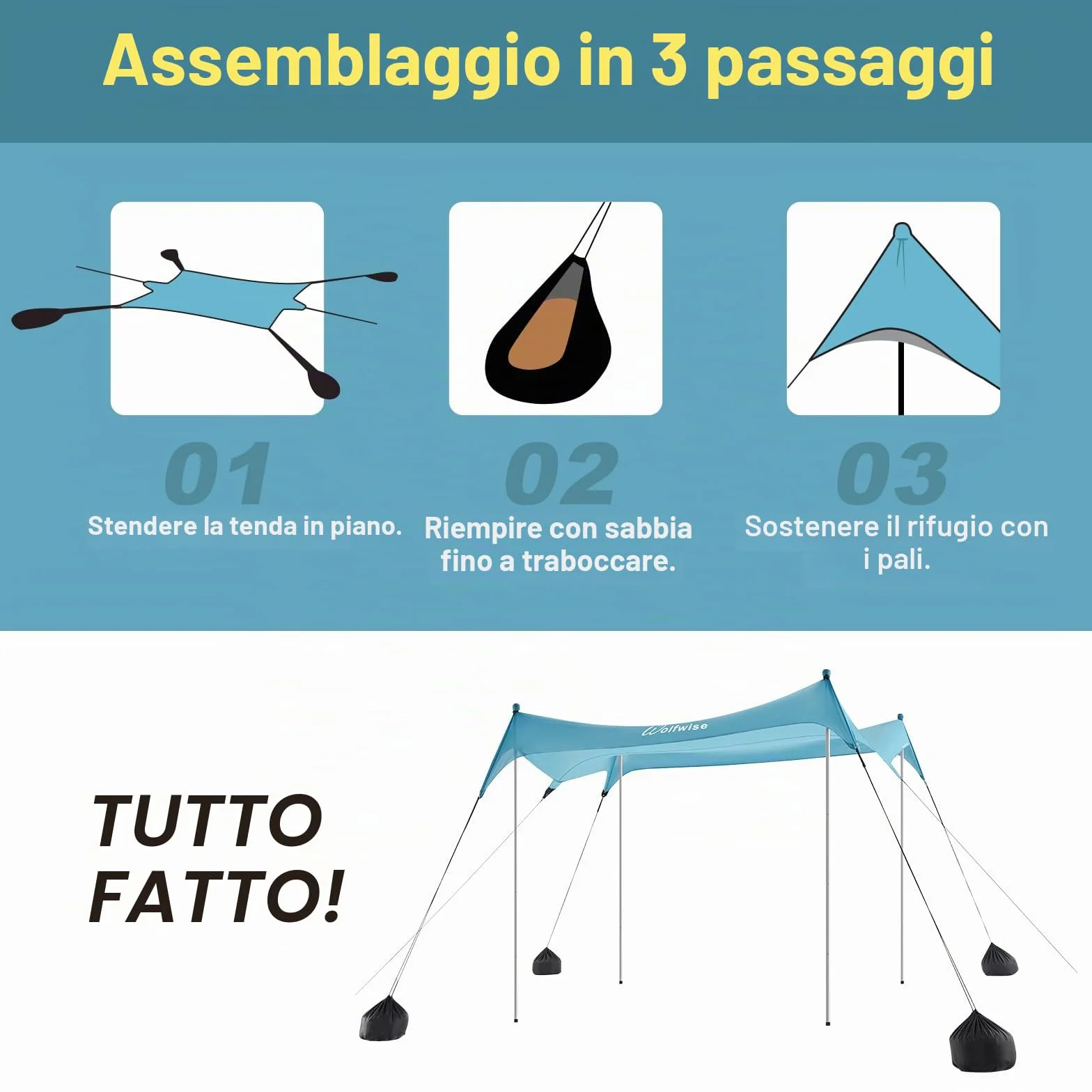 WolfWise Tenda da Spiaggia con Protezione Solare UPF50+