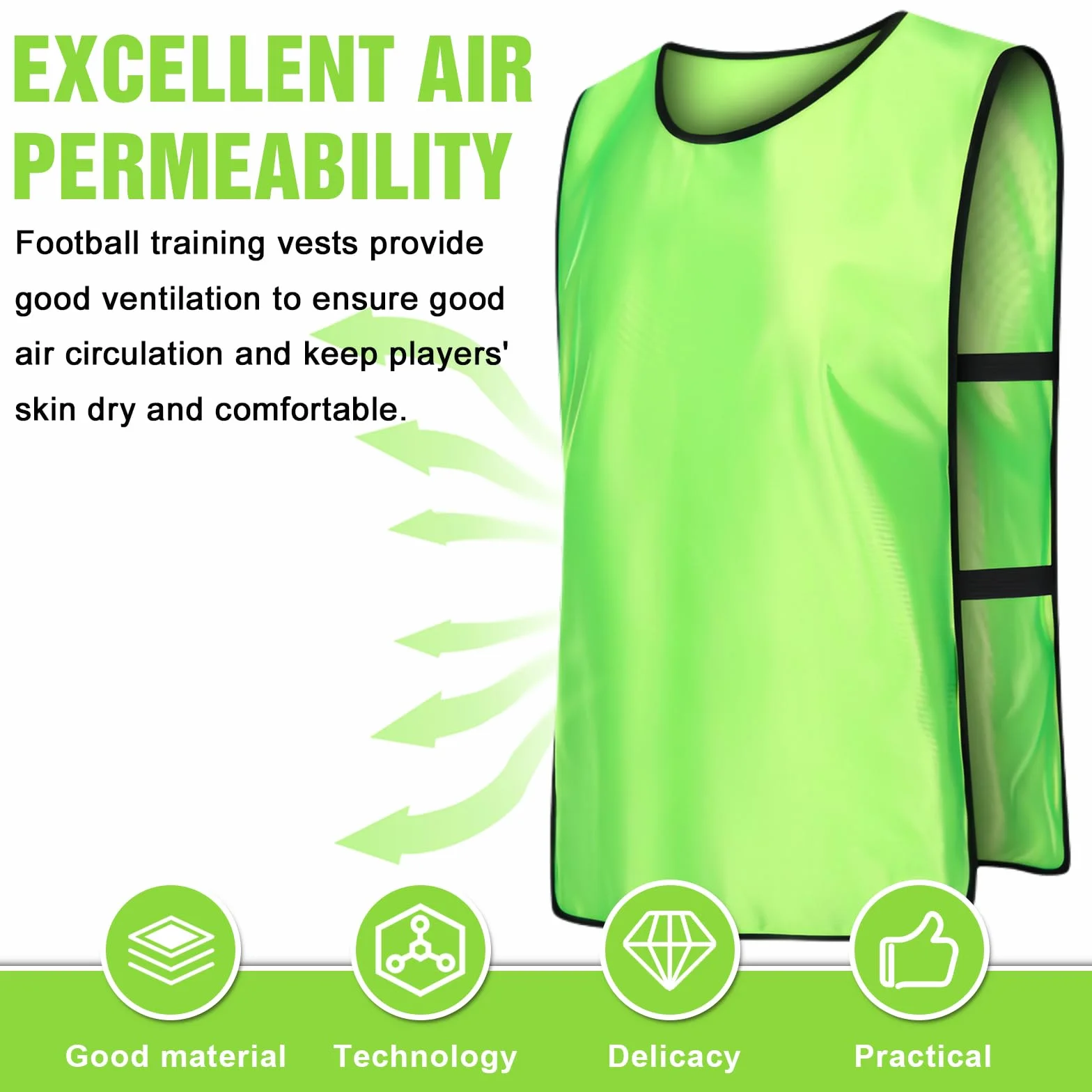 PORFOYO Gilet Da Allenamento Calcio 12 Pezzi 47x70cm Casacche Calcio Adulti Pettorine Sportive